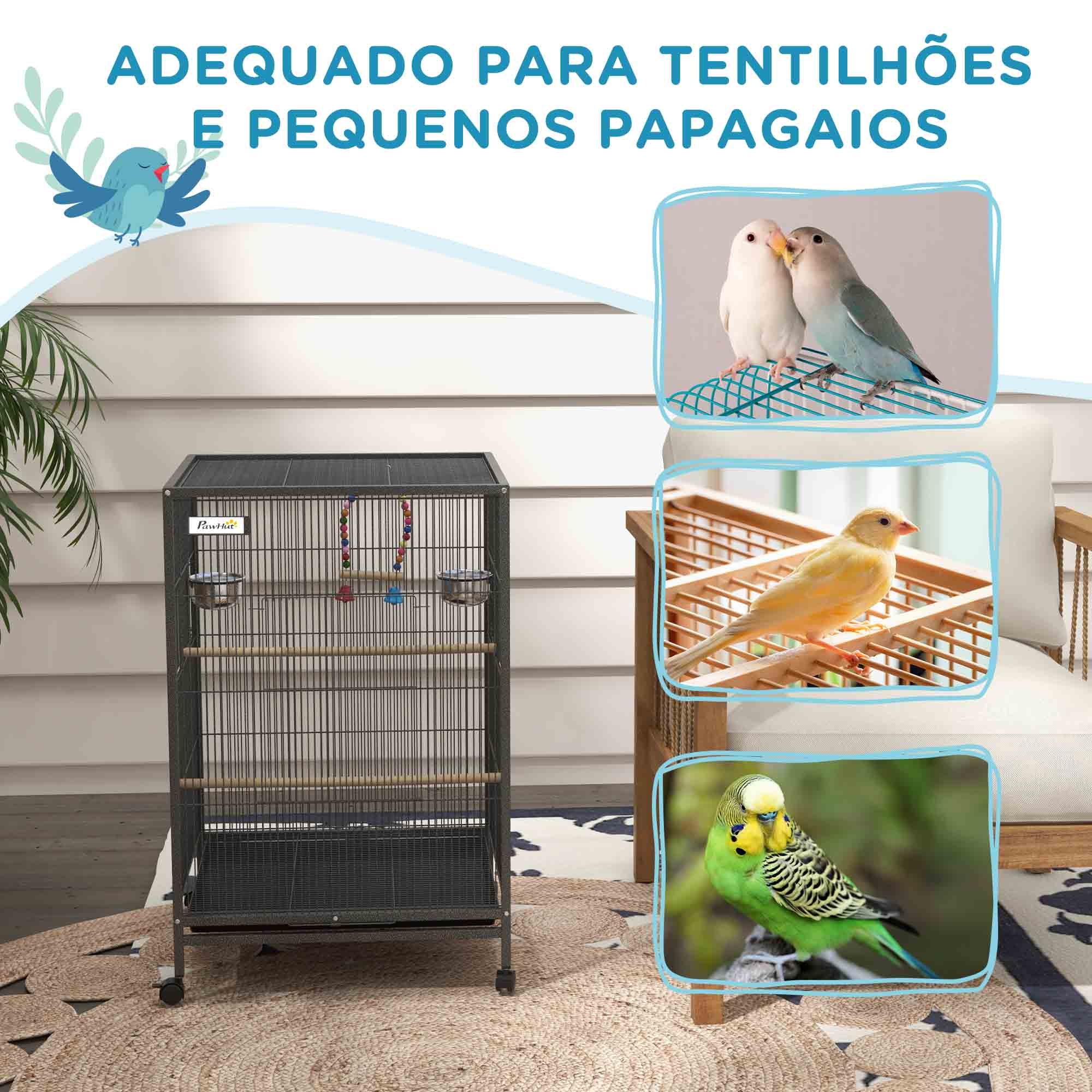 Gaiola para Pássaros 48x46x74 cm Cinzento