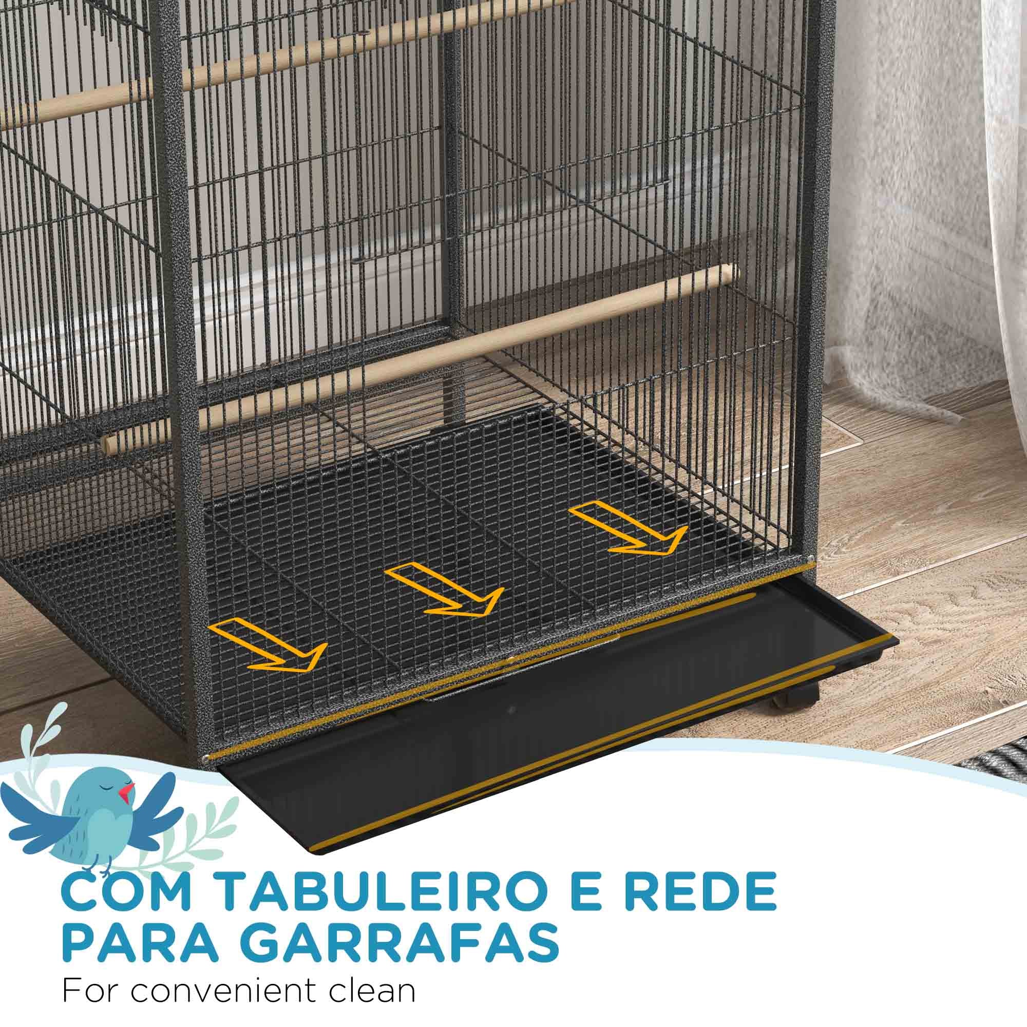Gaiola para Pássaros 48x46x74 cm Cinzento