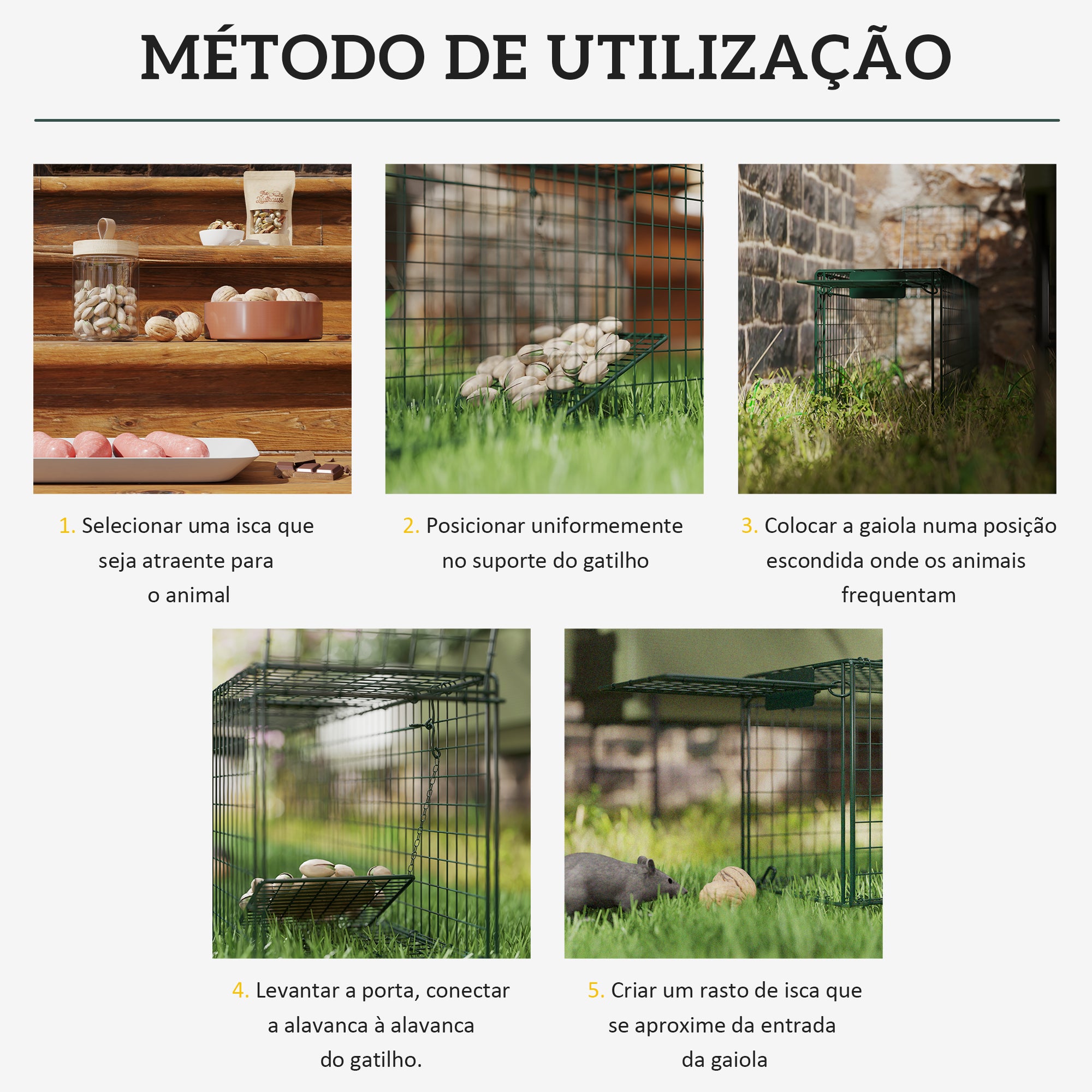 Armadilha de Captura de Animais Vivos Verde 100x24x30 cm