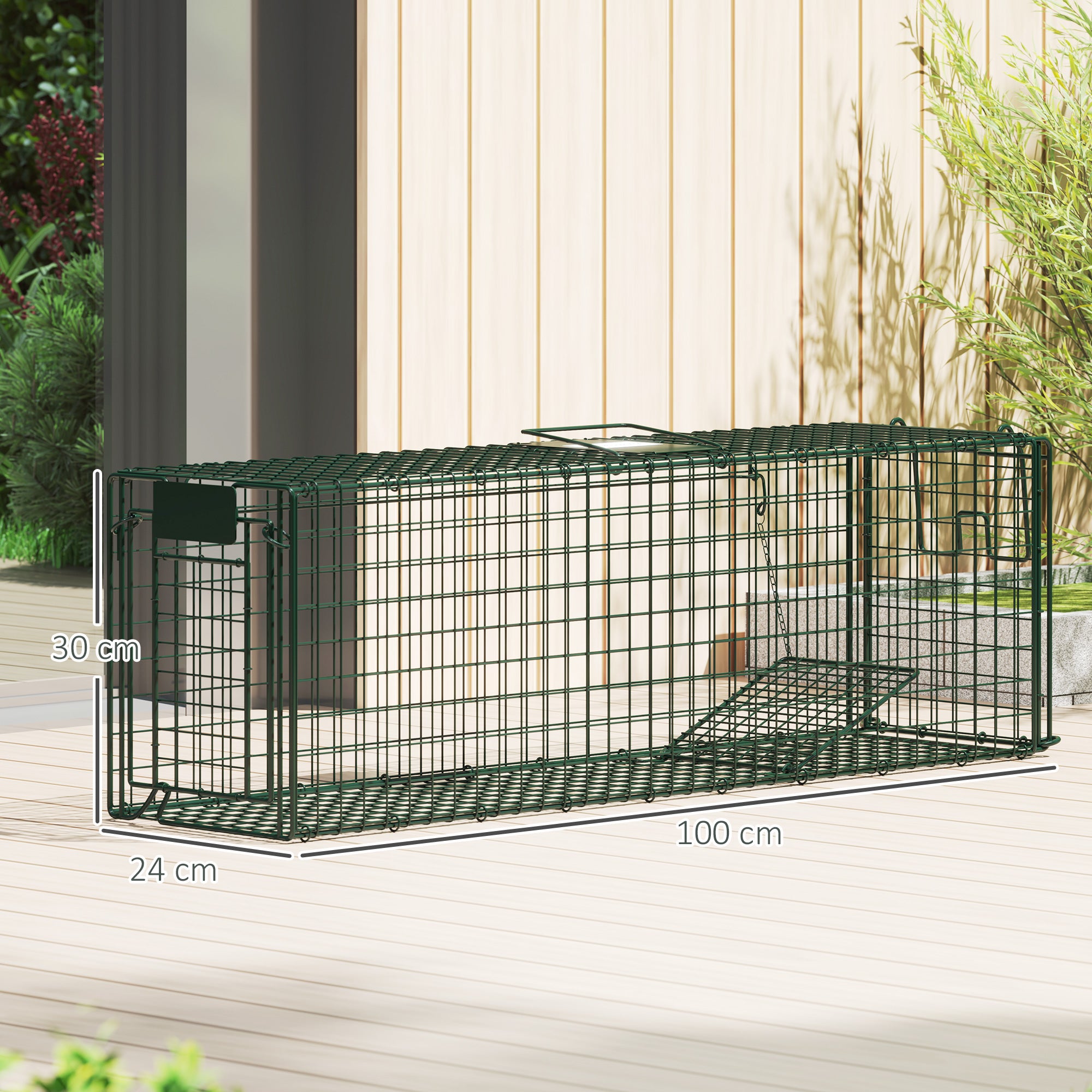 Armadilha de Captura de Animais Vivos Verde 100x24x30 cm