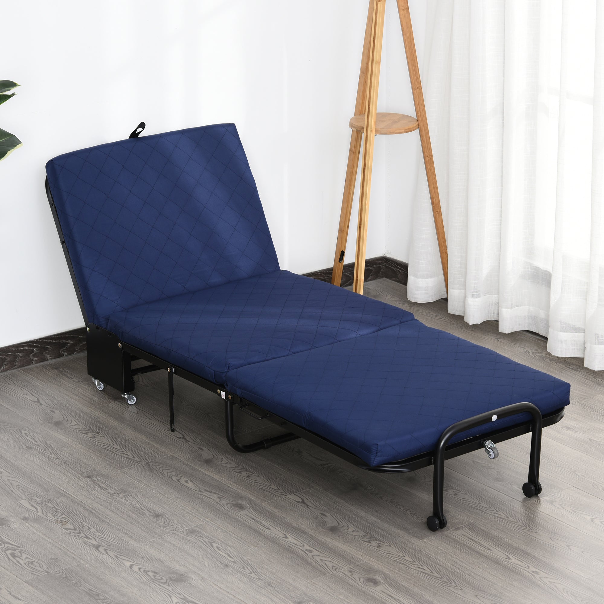 Cama Dobrável Azul 184x65 cm Ajustável em 5 Níveis