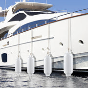 Conjunto de 4 Defensas de Barco Caneladas de Duplo Olhal Defensas de Barco de 4 Peças para Ancoragem Conjunto de Para-choques de Barco Branco