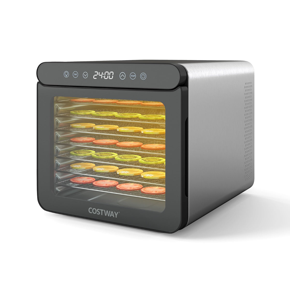 Desidratador de Alimentos com Temperatura Ajustável de 30℃-75℃ e 7 Bandejas de Aço Inoxidável para Carne e Frutas