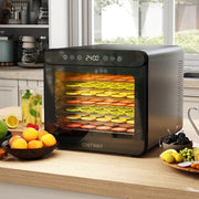 Desidratador de Alimentos com Temperatura Ajustável de 30℃-75℃ e 7 Bandejas de Aço Inoxidável para Carne e Frutas