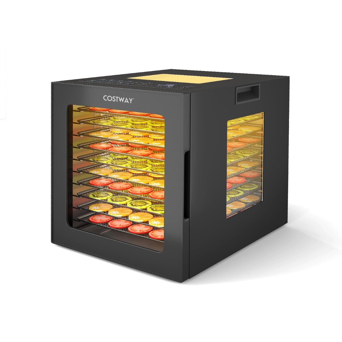 Desidratador de Alimentos com Bandejas de Aço Inoxidável Secador de Alimentos com Ecrã LED Temperatura 35-75℃ e Temporizador