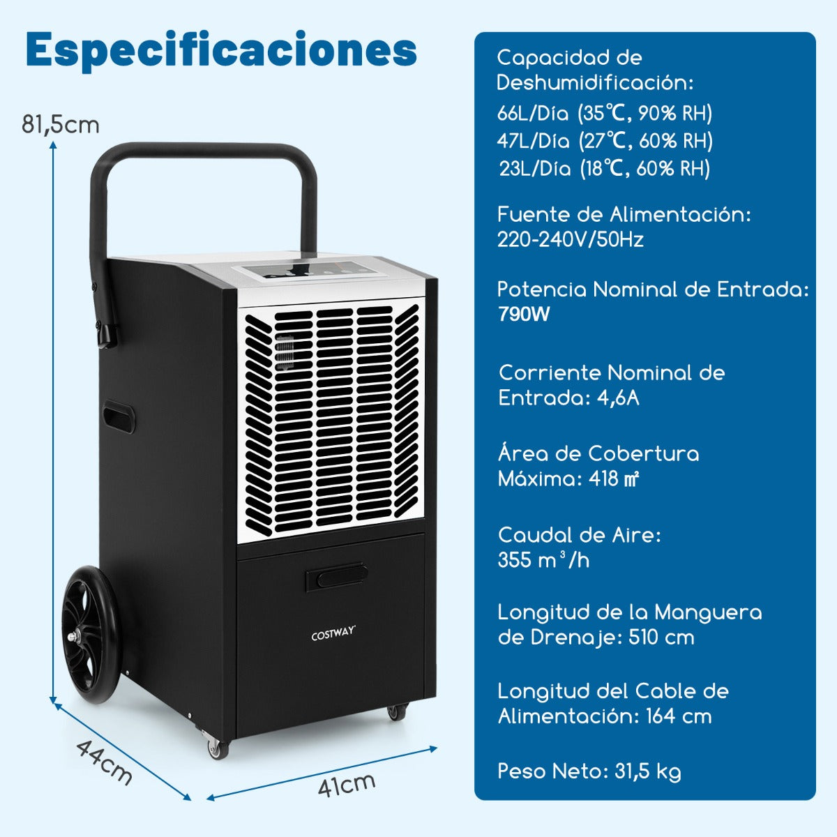 Desumidificador Comercial – 66 L/Dia – Branco