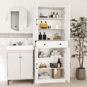 Despensa de Cozinha Armário Moderno de Celeiro com 4 Portas Gaveta e 3 Prateleiras Ajustáveis 77 x 39 x 183 cm Branco