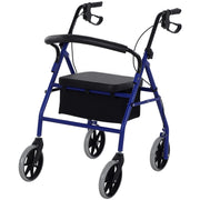 Andador Dobrável com Assento e Travão 65x53x79-89cm - Azul e Preto