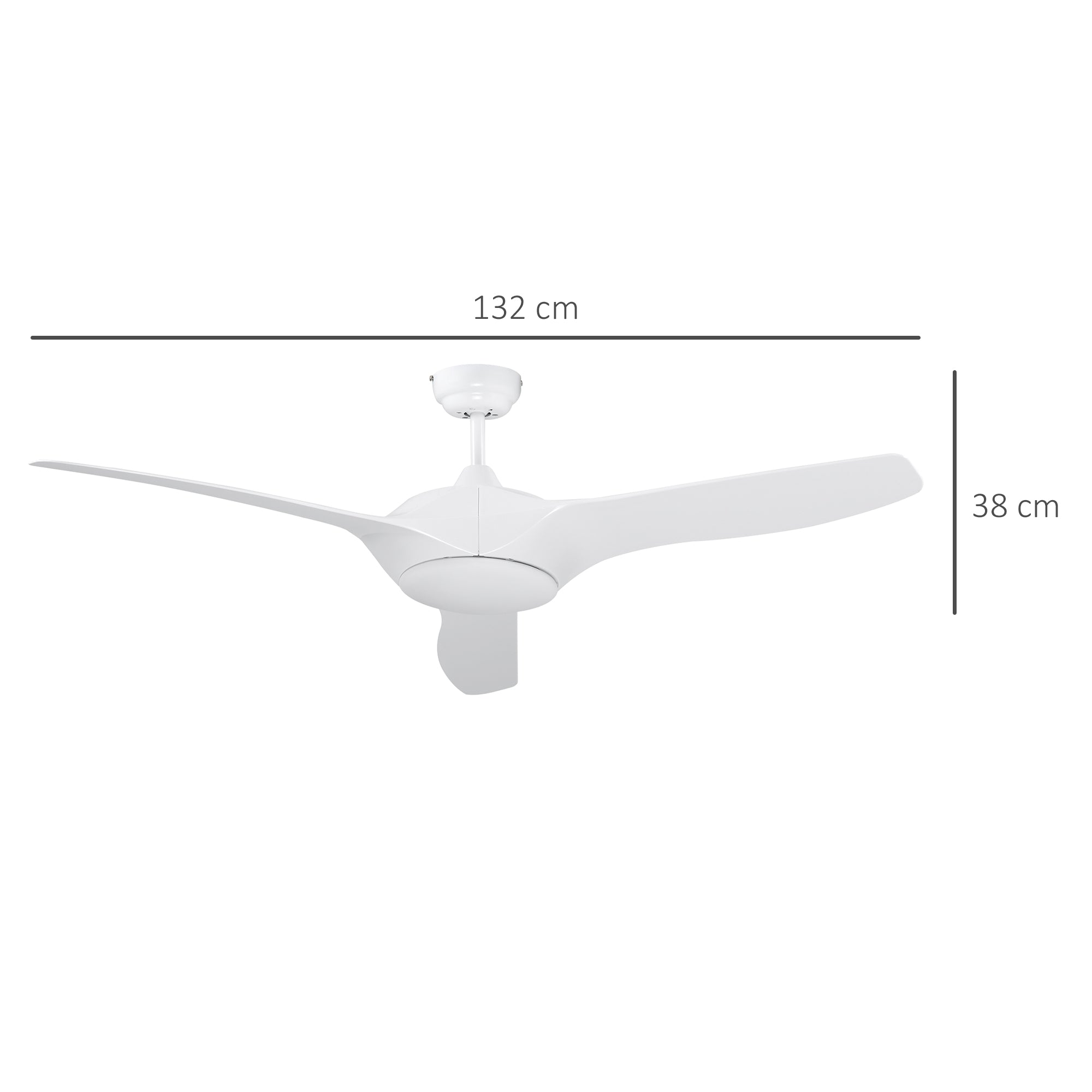 Ventoinha de Teto Branca Ø132cm com Luz LED e Controle Remoto