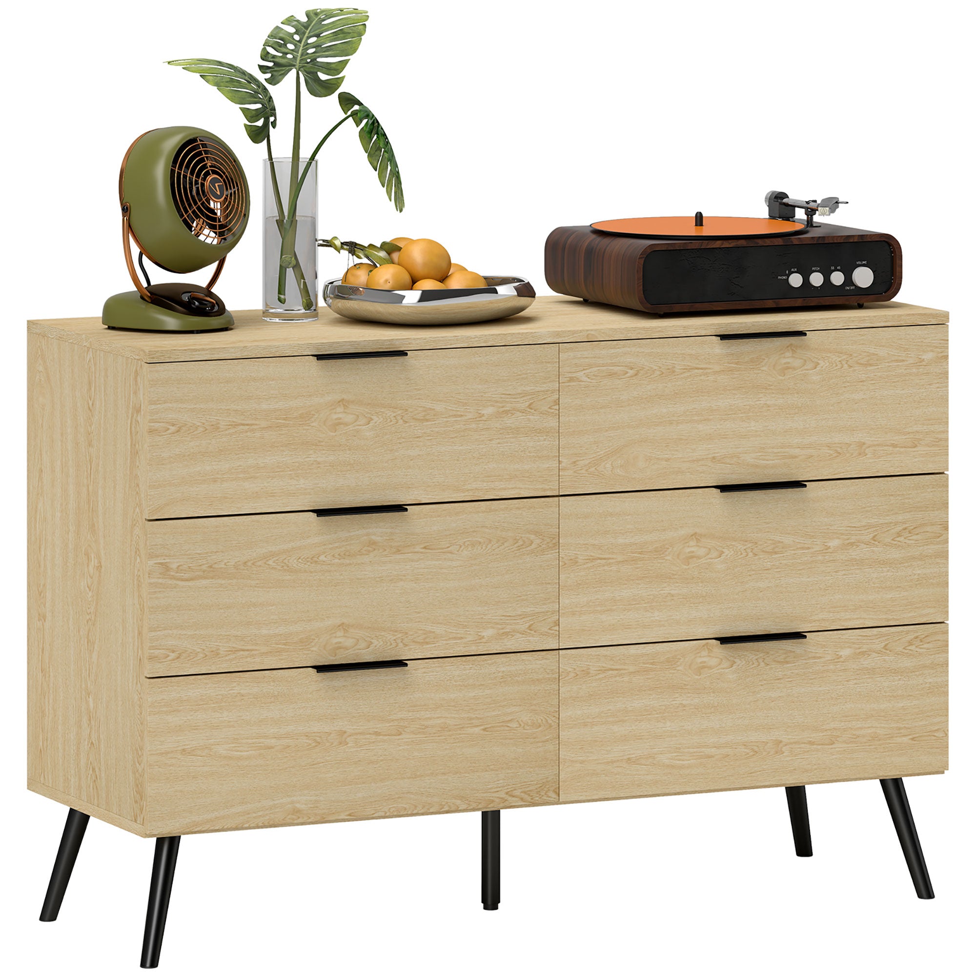 Cómoda Moderna com 6 Gavetas Cor de Carvalho 110x40x75 cm
