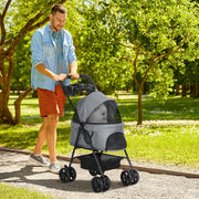 Carrinho de Animal de Estimação Dobrável Cinza 67x45x96 cm