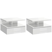 Conjunto de 2 Mesas de Cabeceira Flutuante 35x32x22,5 cm Branco de Alto Brilho