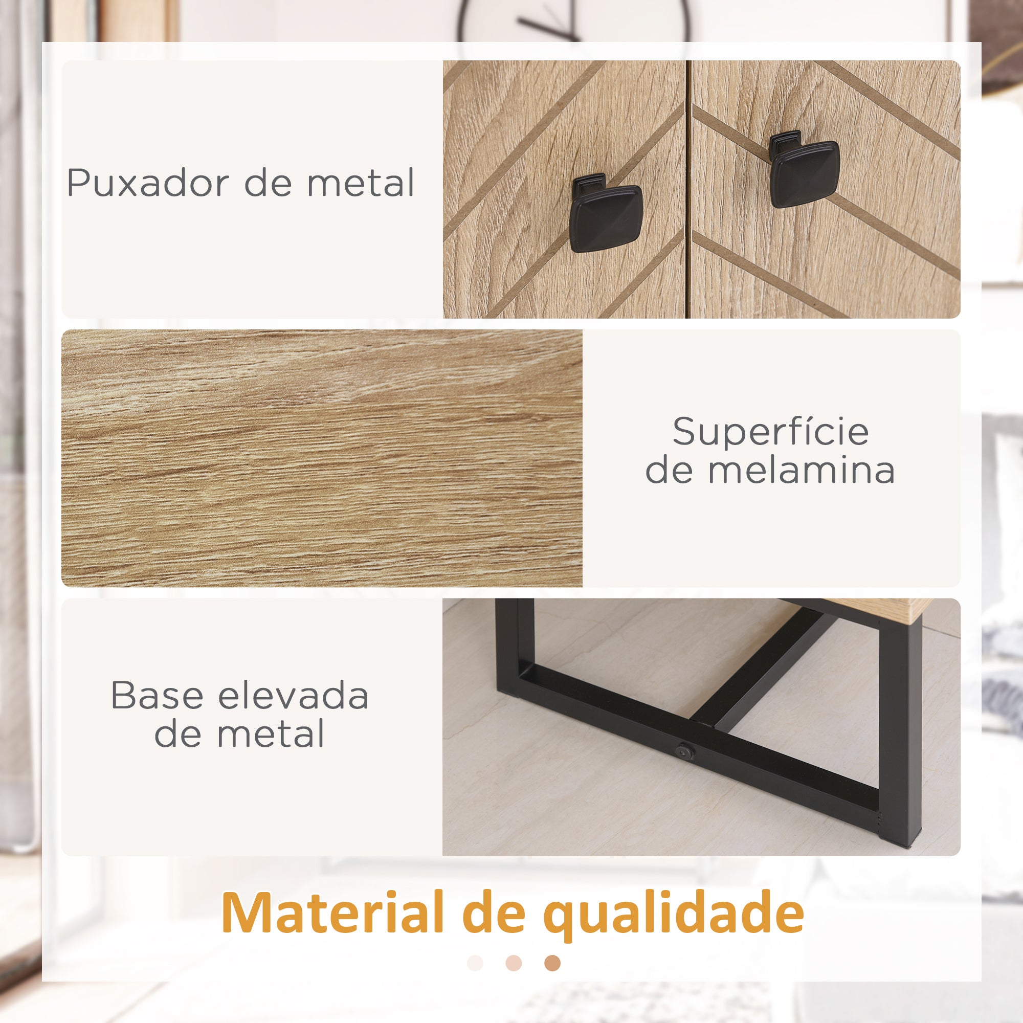 Aparador Sala de Estar Móvel Buffet Madeira e Preto 80x29,5x80 cm
