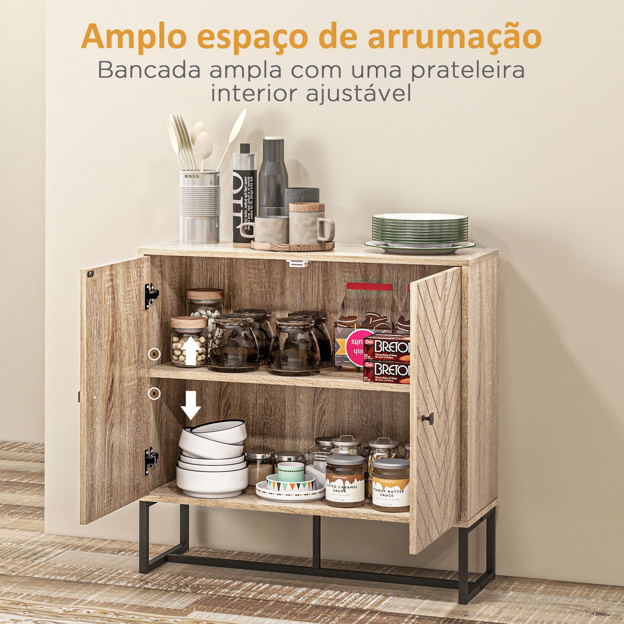 Aparador Sala de Estar Móvel Buffet Madeira e Preto 80x29,5x80 cm