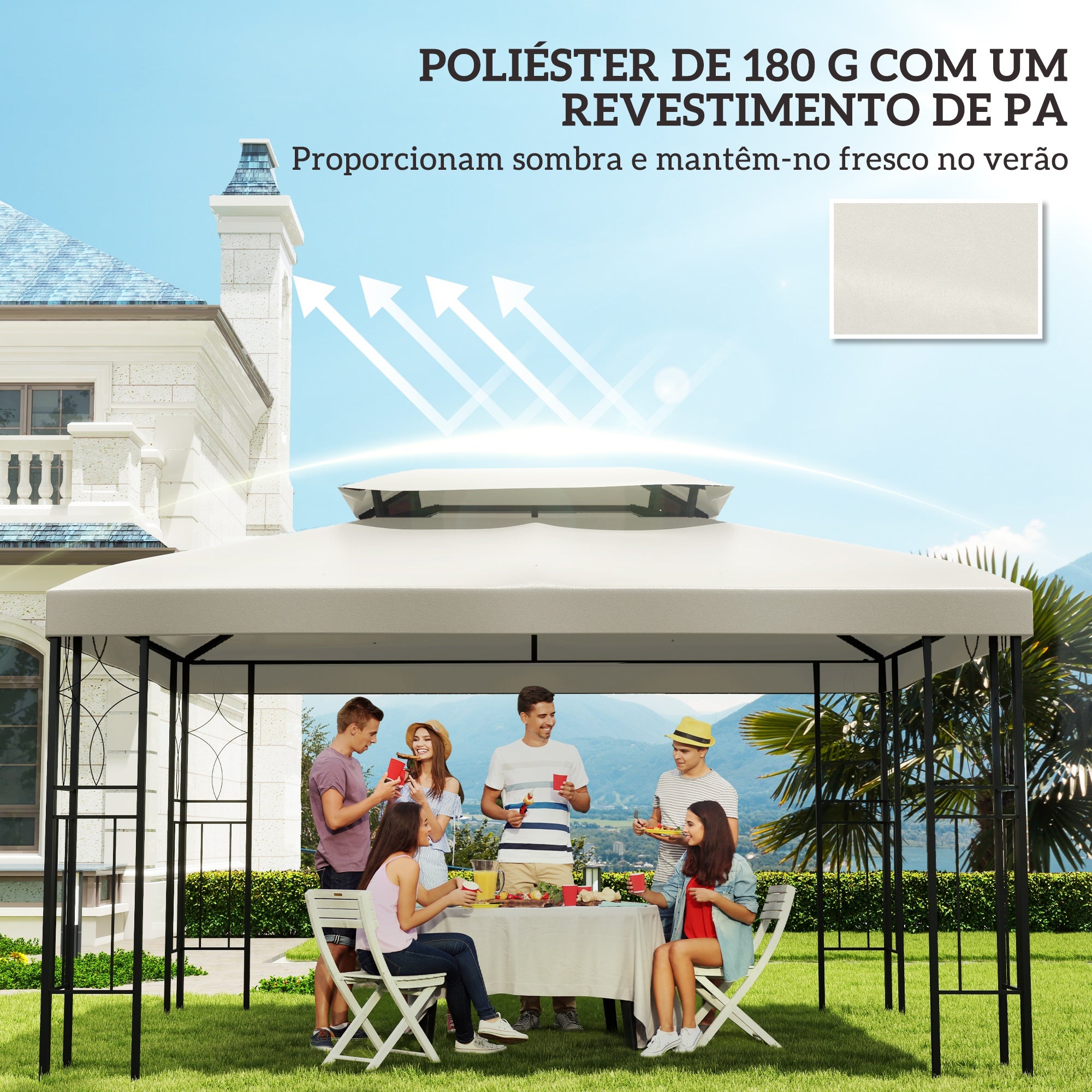 Toldo de Substituição Creme 400x300 cm para Pérgola de Jardim