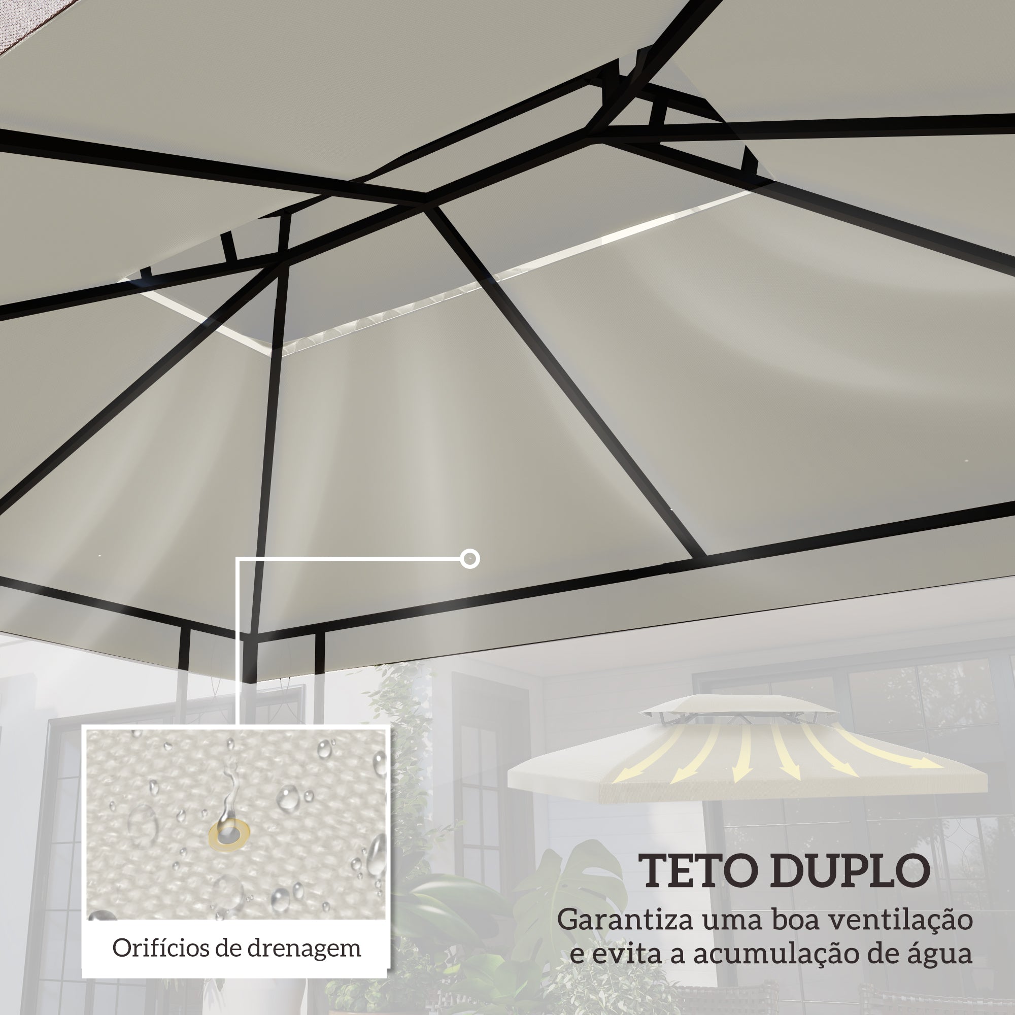 Toldo de Substituição Creme 400x300 cm para Pérgola de Jardim