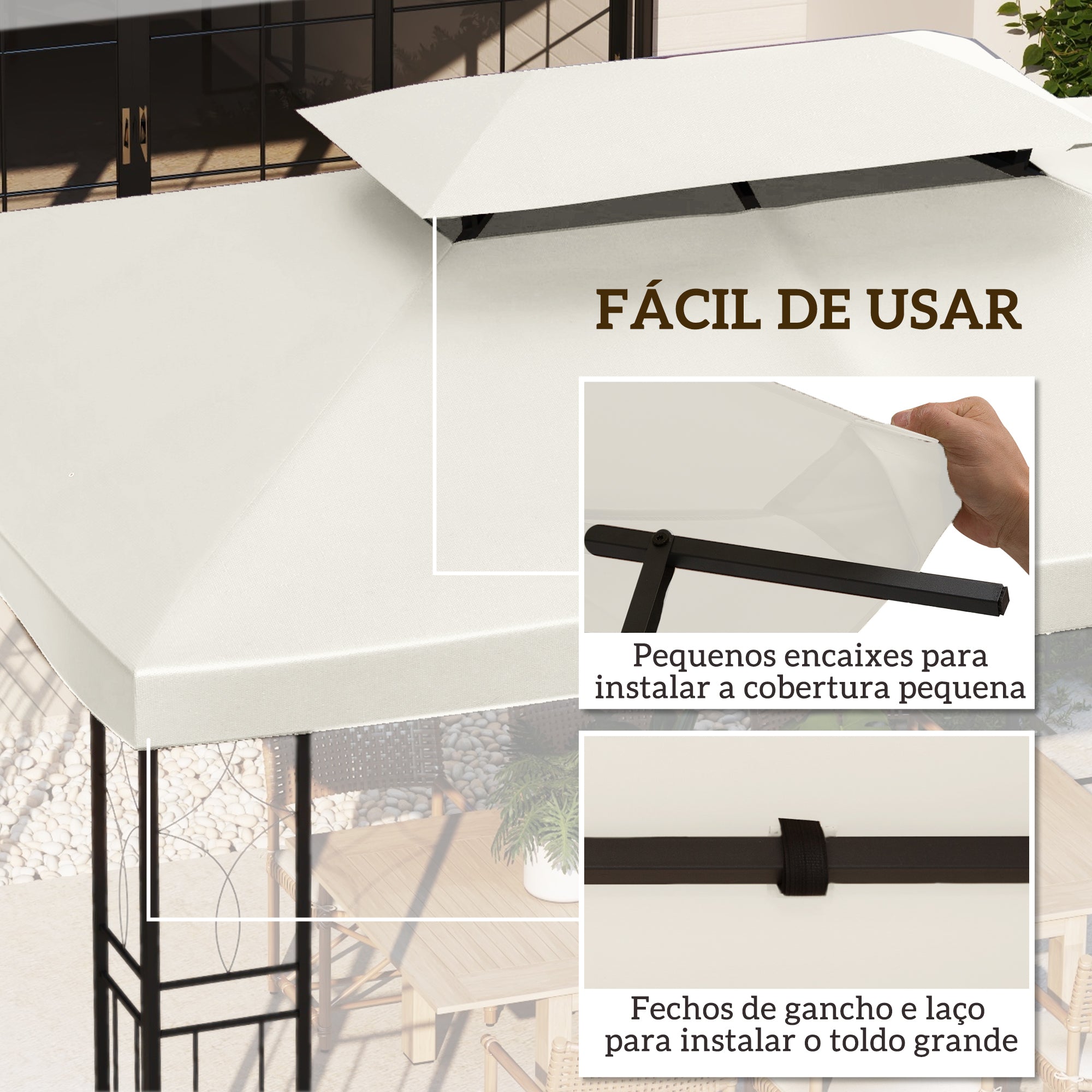 Toldo de Substituição Creme 400x300 cm para Pérgola de Jardim