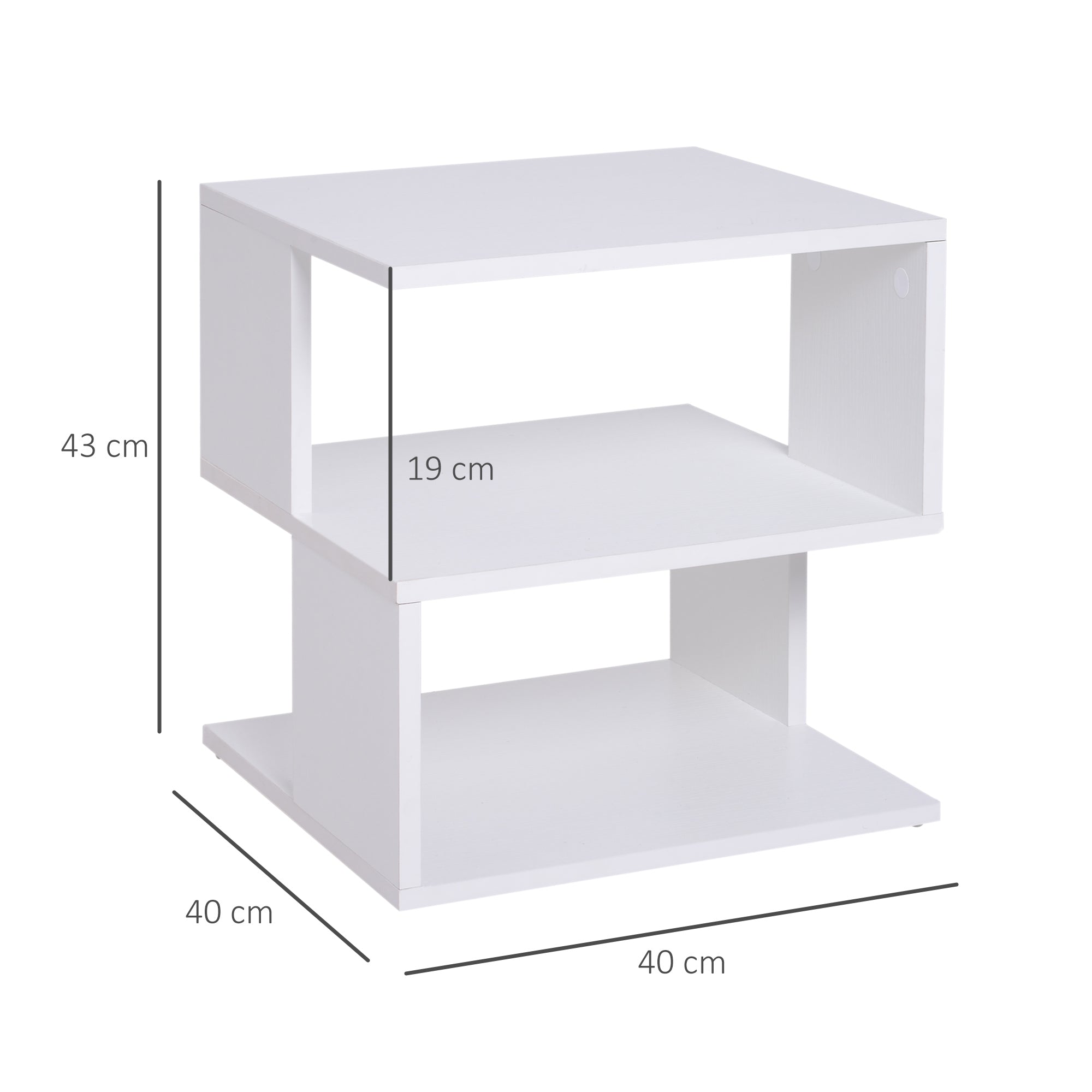 Mesa Auxiliar de 2 Níveis 40x40x43 cm em Branco