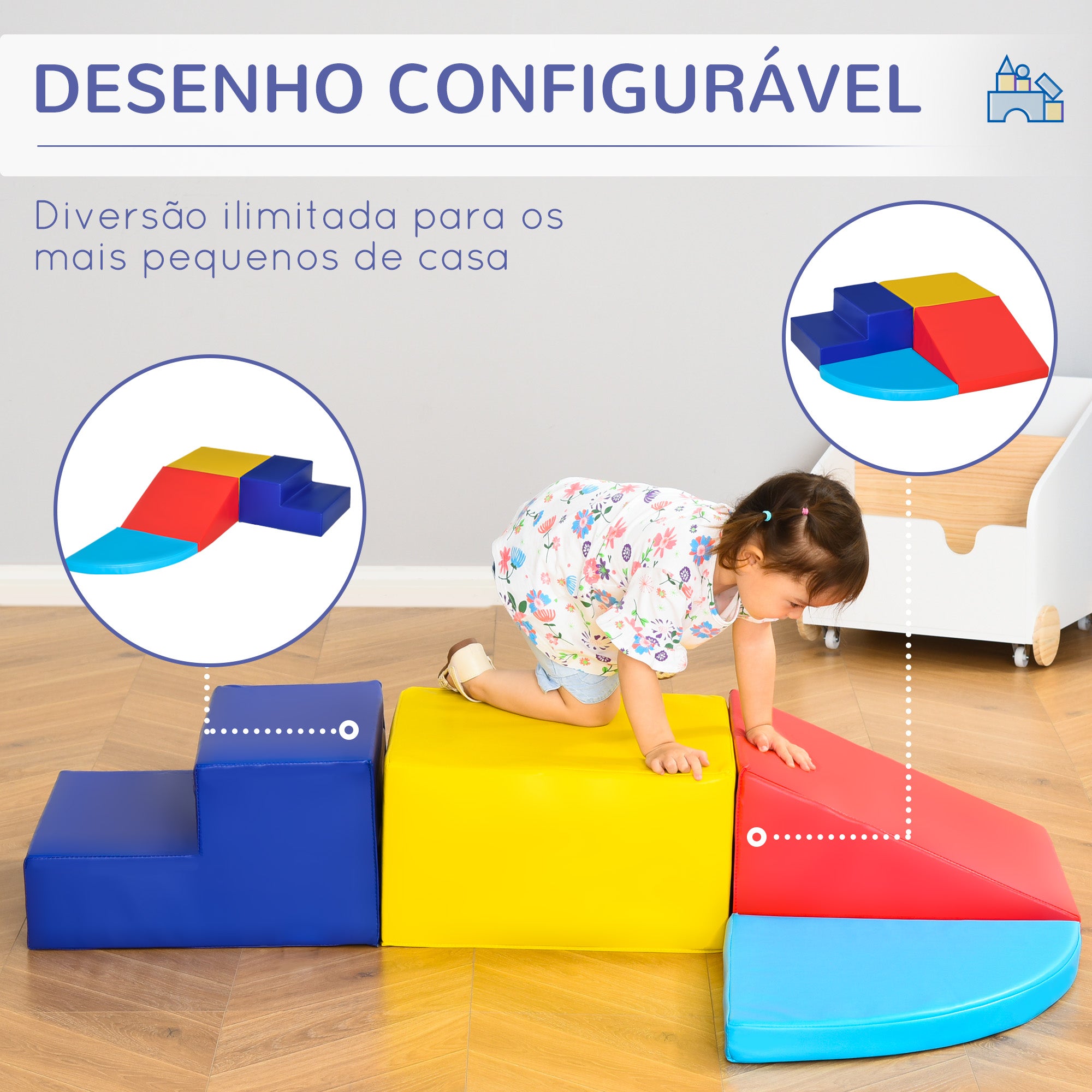Conjunto de 4 Blocos de Psicomotricidade Multicor 45.5x45.5x25 cm