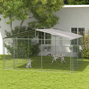 Canil/Parque de Exterior – 400x400x232 cm – Prata – Metal galvanizado e tecido Oxford