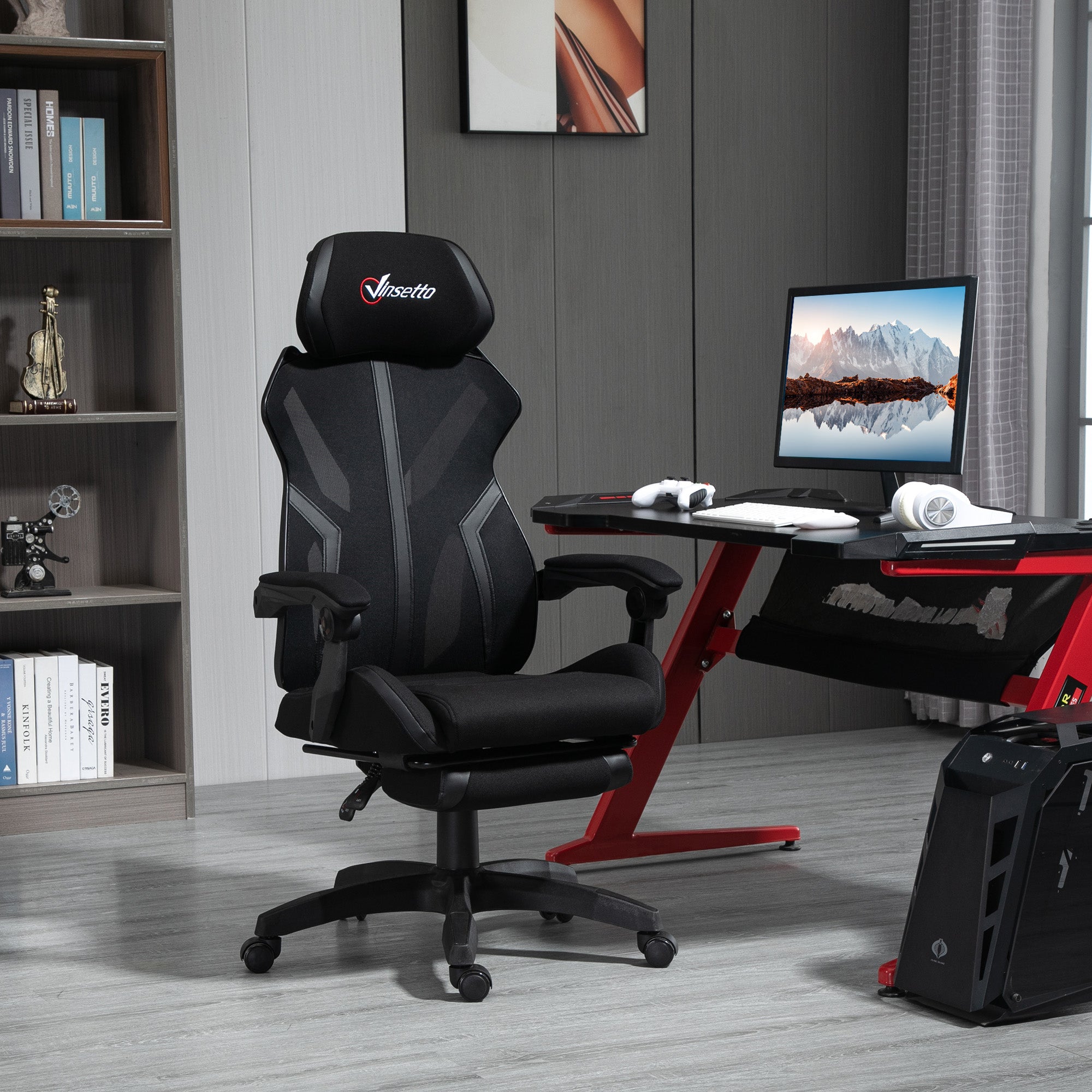 Cadeira de Escritório Gaming Ergonômica Preto 65x65x129cm
