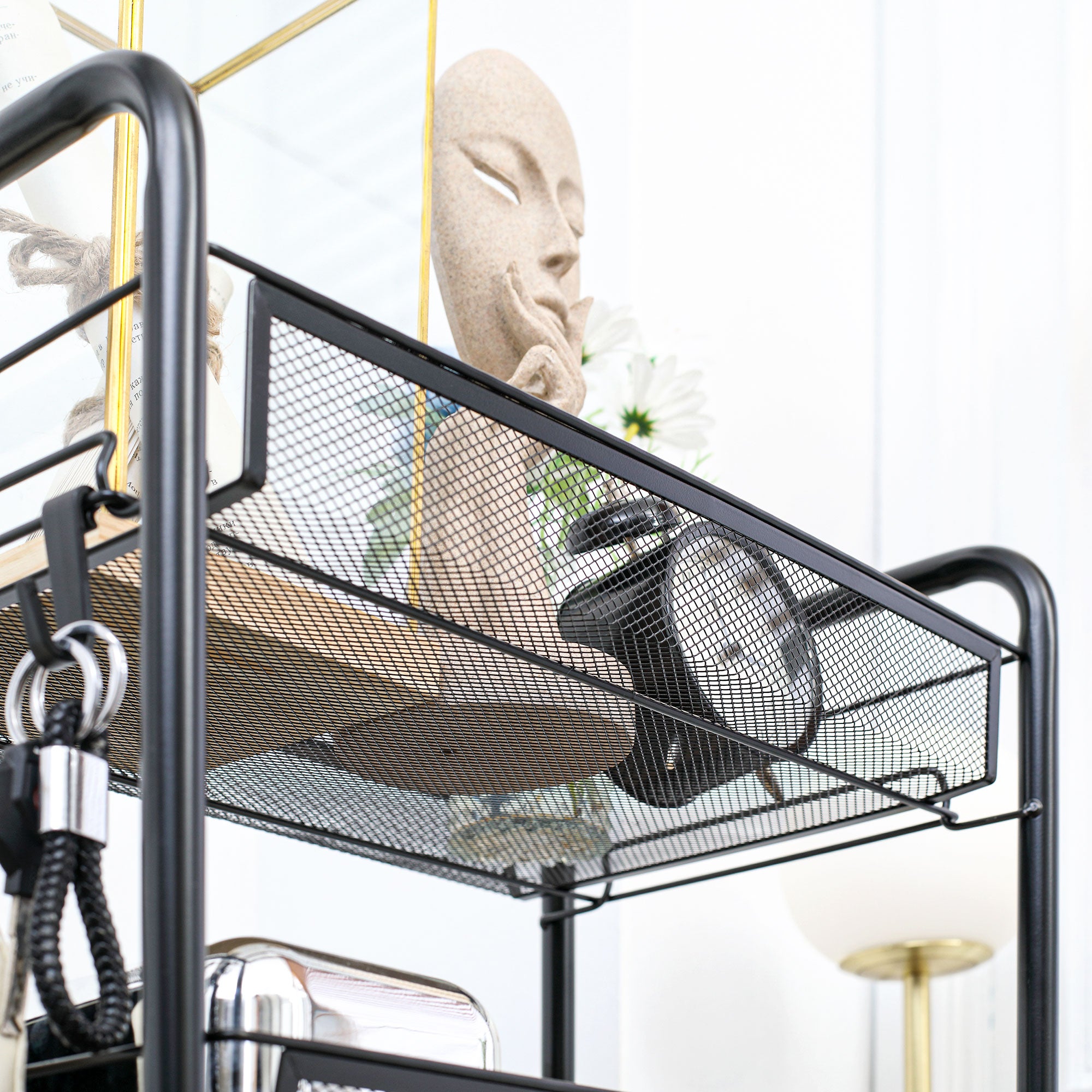 Carrinho Auxiliar 5 Níveis 45x26.5x106 cm - Cor Preto