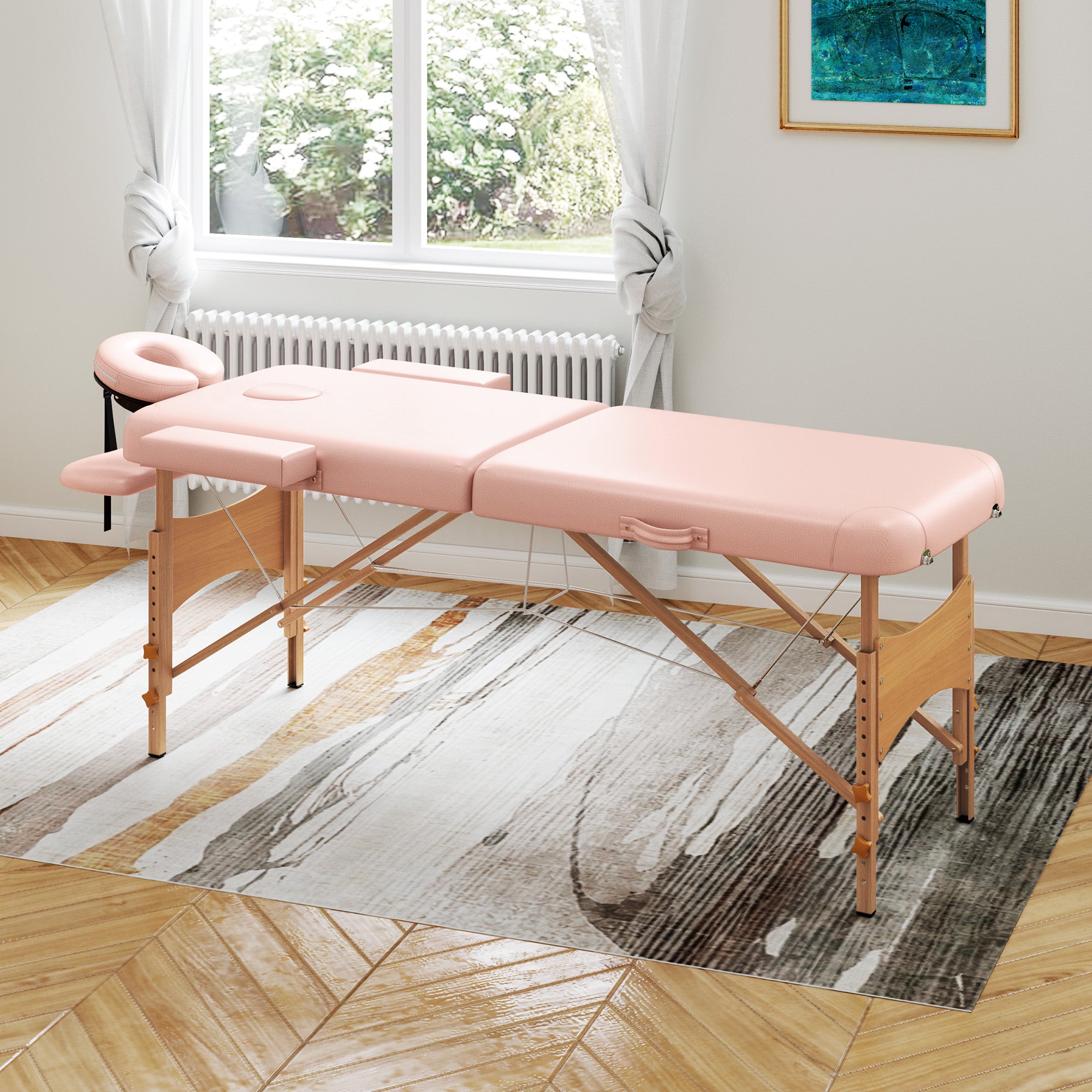 Marquesa de Massagem Dobrável Rosa 185x60x64-88 cm