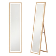 Espelho de Pé com Luz LED 40x160 cm - Cor Madeira Natural