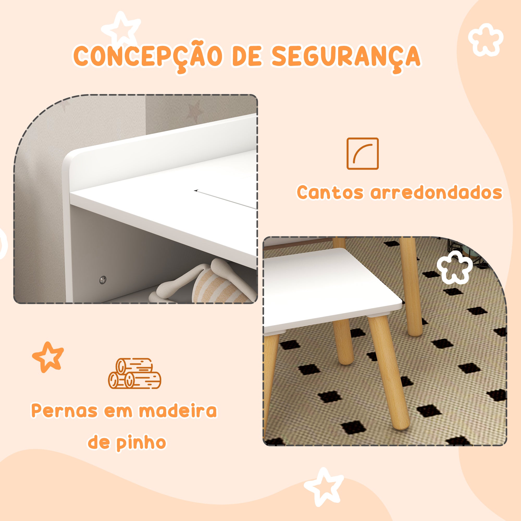 Conjunto de Mesa e Cadeira Infantil - 87x45x59.5 cm - Cor Cinzento