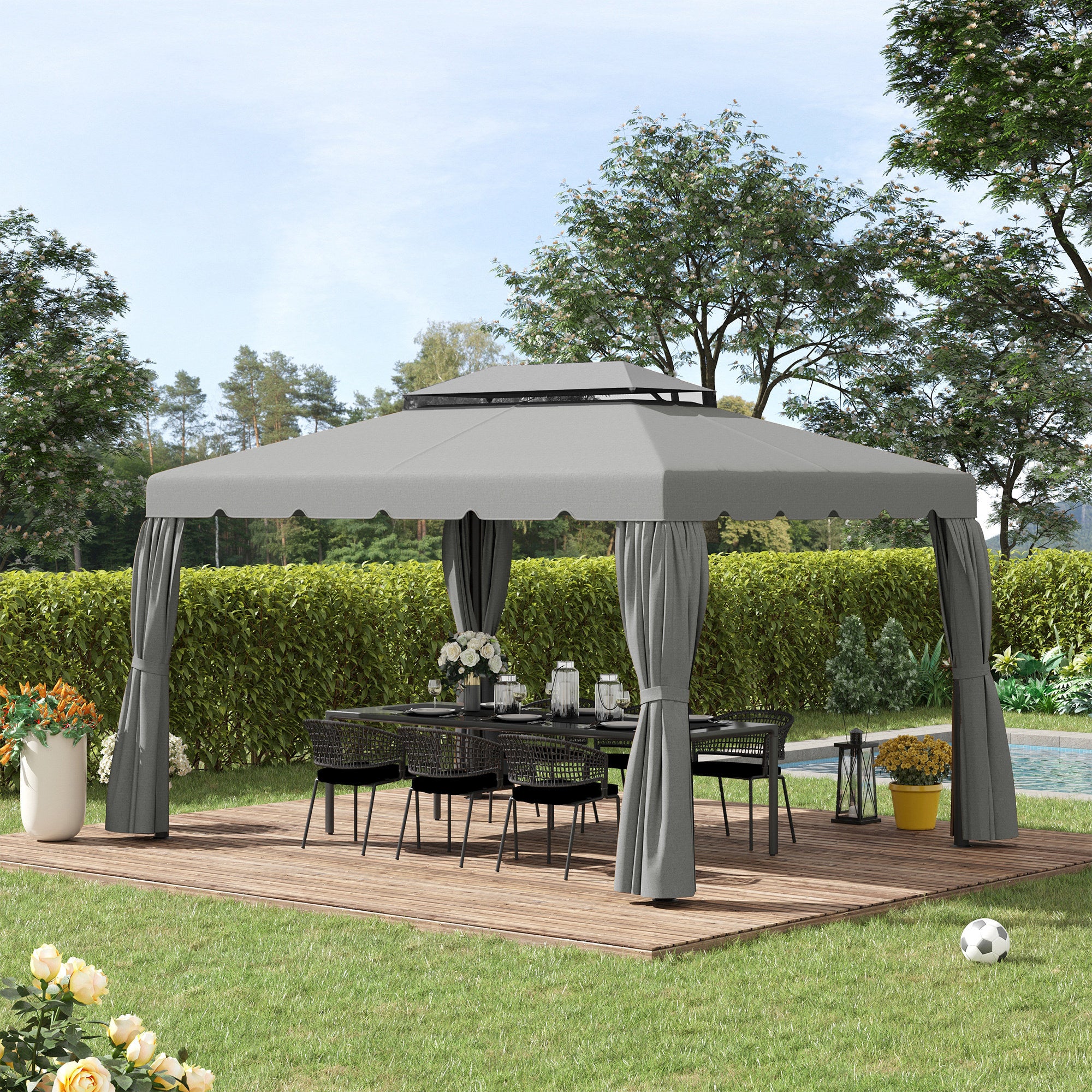 Toldo de Substituição 400x300 cm Cinza Claro - Pérgolas Exterior