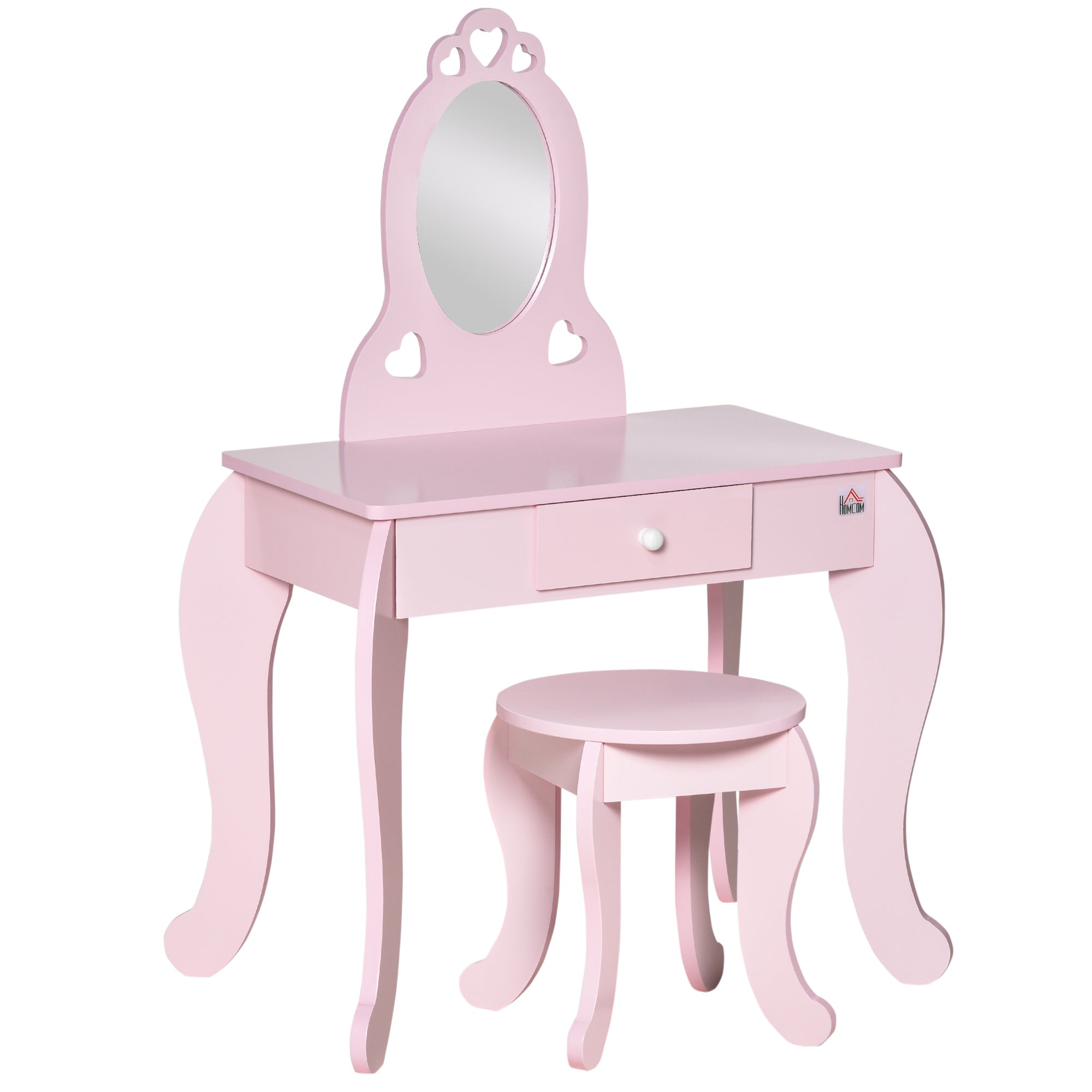 Toucador Infantil de Madeira 60x36x88cm - Cor Rosa