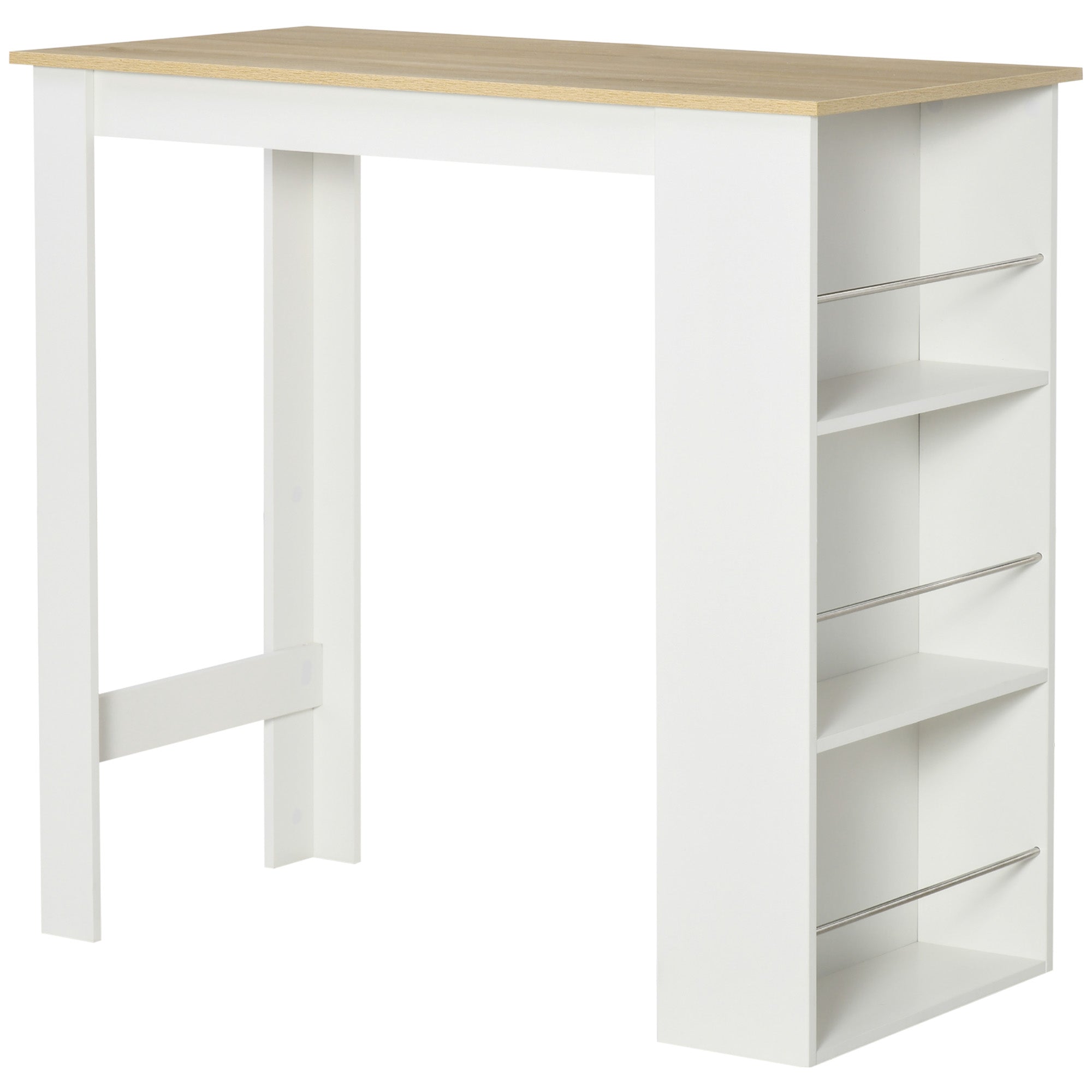 Mesa de Bar de Bistrô com 3 Prateleiras 112x57x106 cm Branco