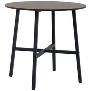 Mesa de Sala de Jantar Redonda Moderna Ø80x76 cm - Marrom Rústico e Preto