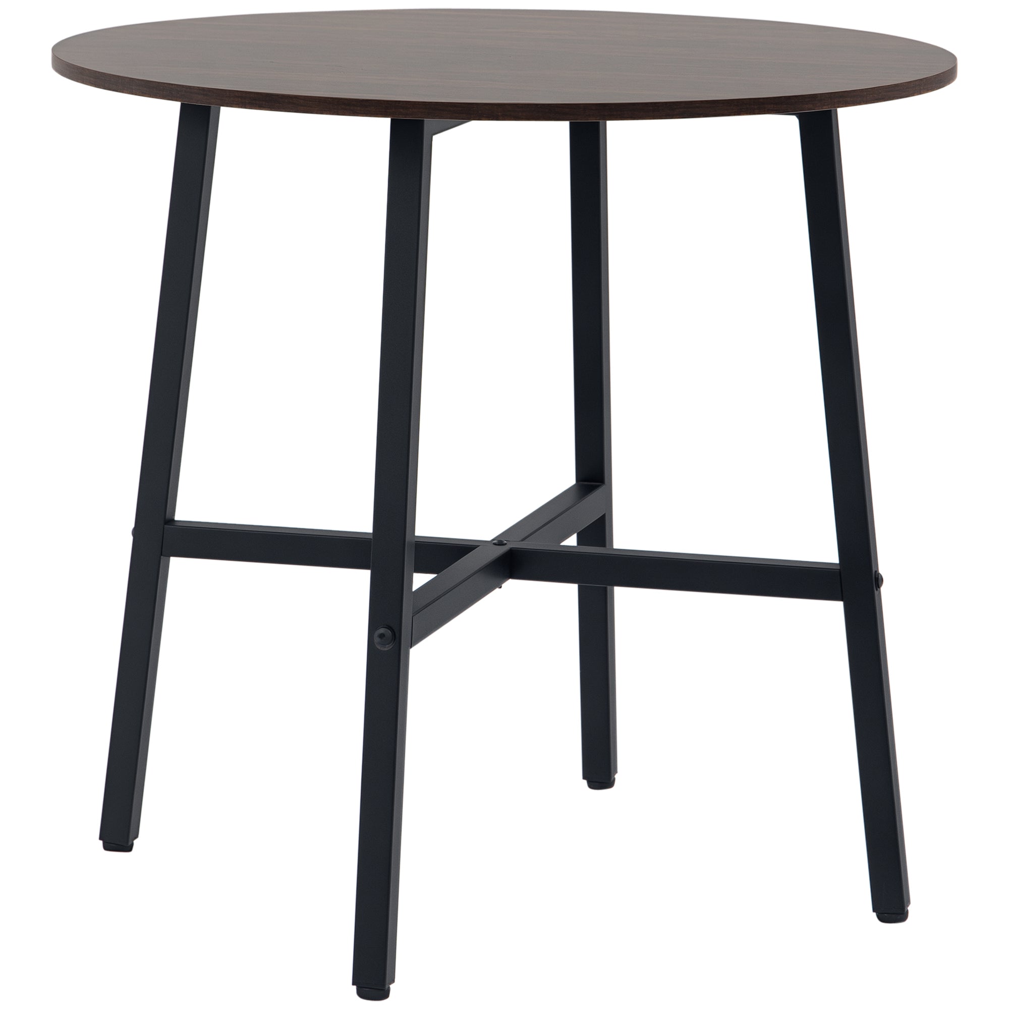 Mesa de Sala de Jantar Redonda Moderna Ø80x76 cm - Marrom Rústico e Preto