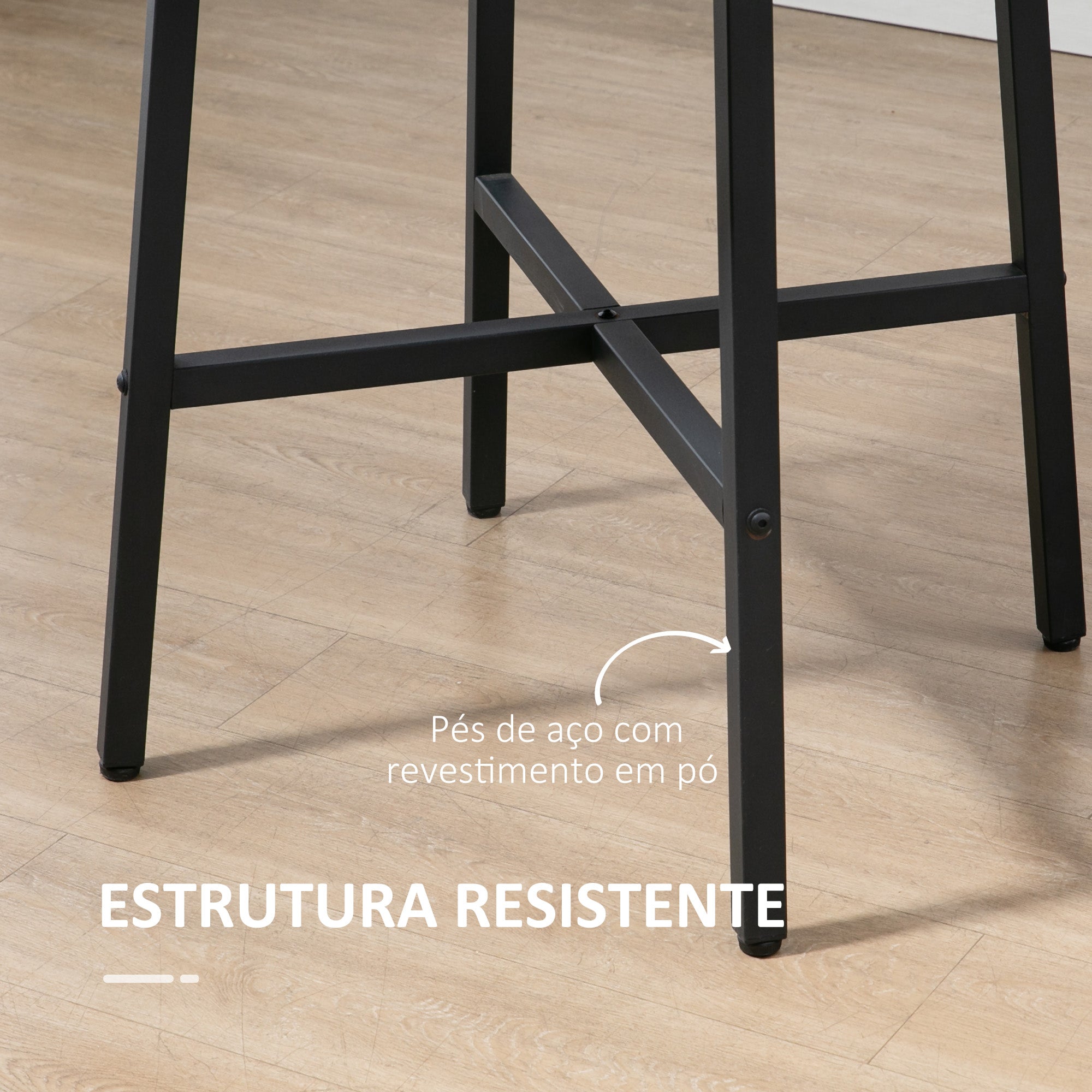 Mesa de Sala de Jantar Redonda Moderna Ø80x76 cm - Marrom Rústico e Preto