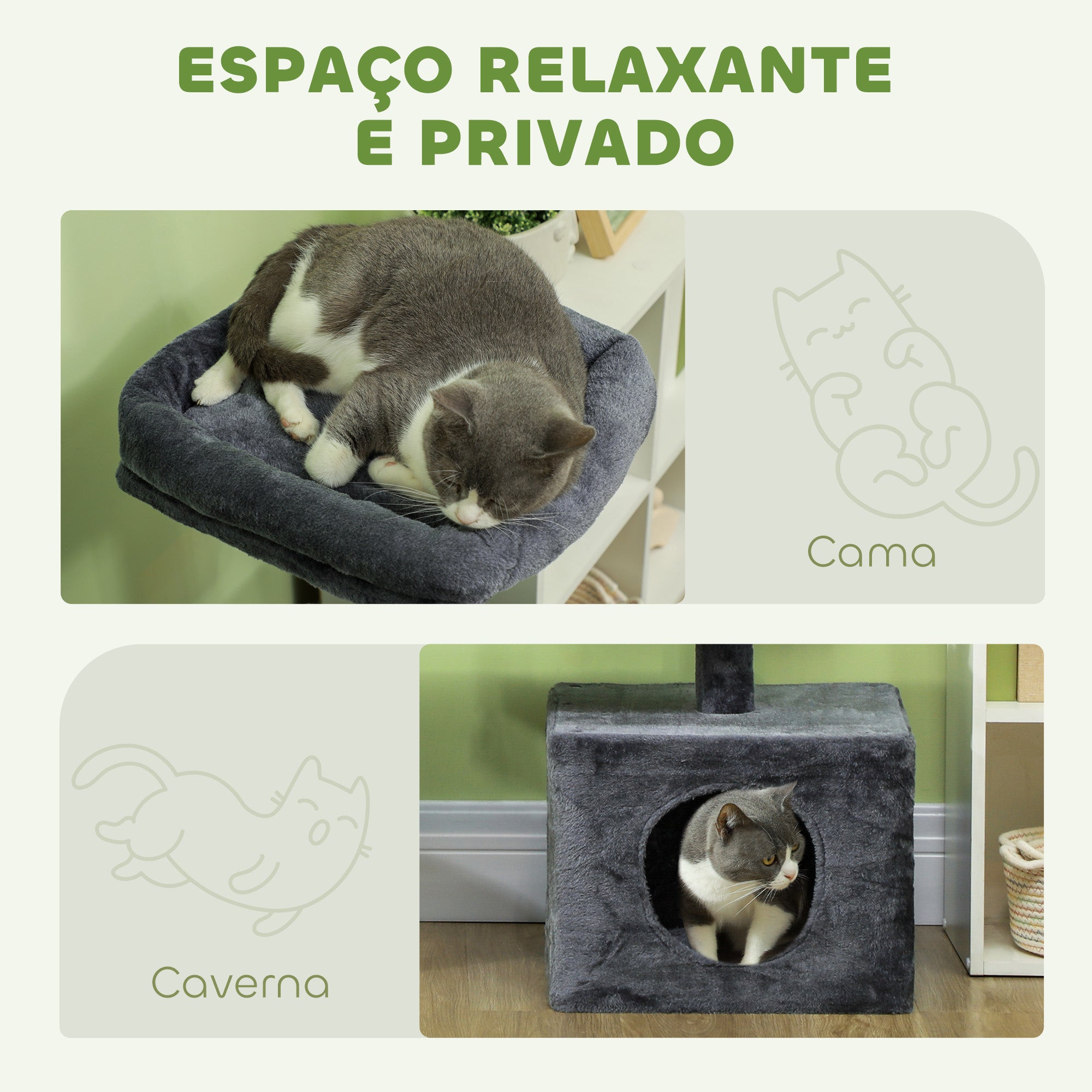 Arranhador para Gatos Cinzento 124,5x40x134 cm - Centro de Atividades Completo