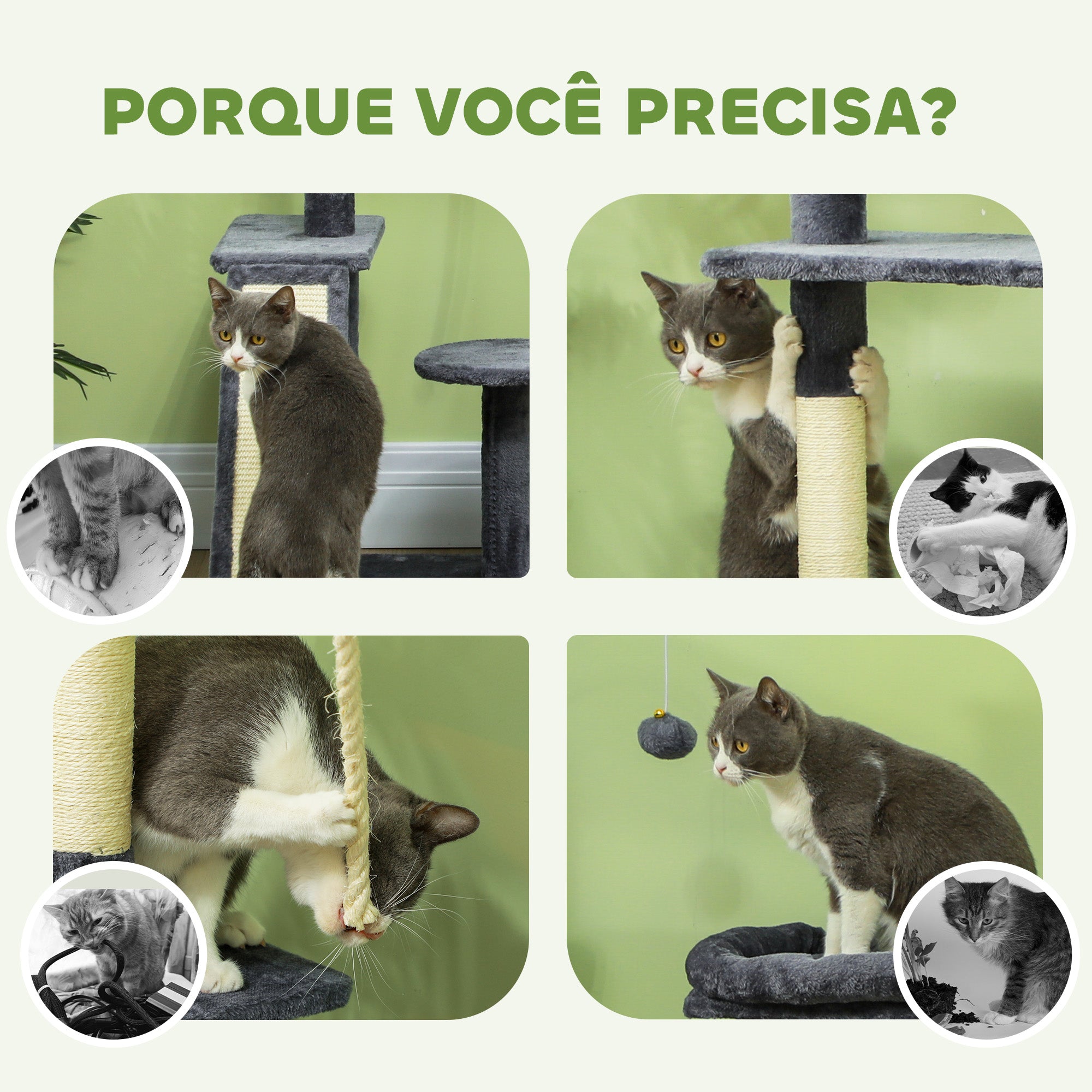 Arranhador para Gatos Cinzento 124,5x40x134 cm - Centro de Atividades Completo