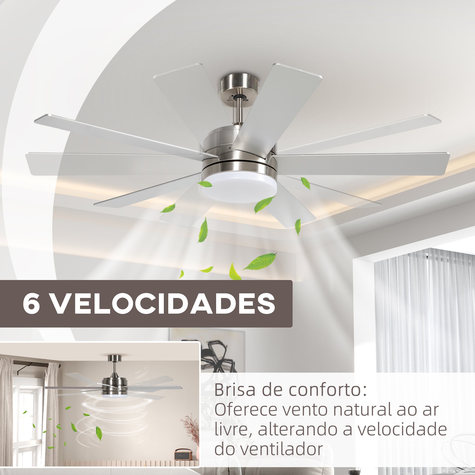 Ventoinha de Teto Silenciosa Ø132x40,5 cm Cor de Madeira de Faia