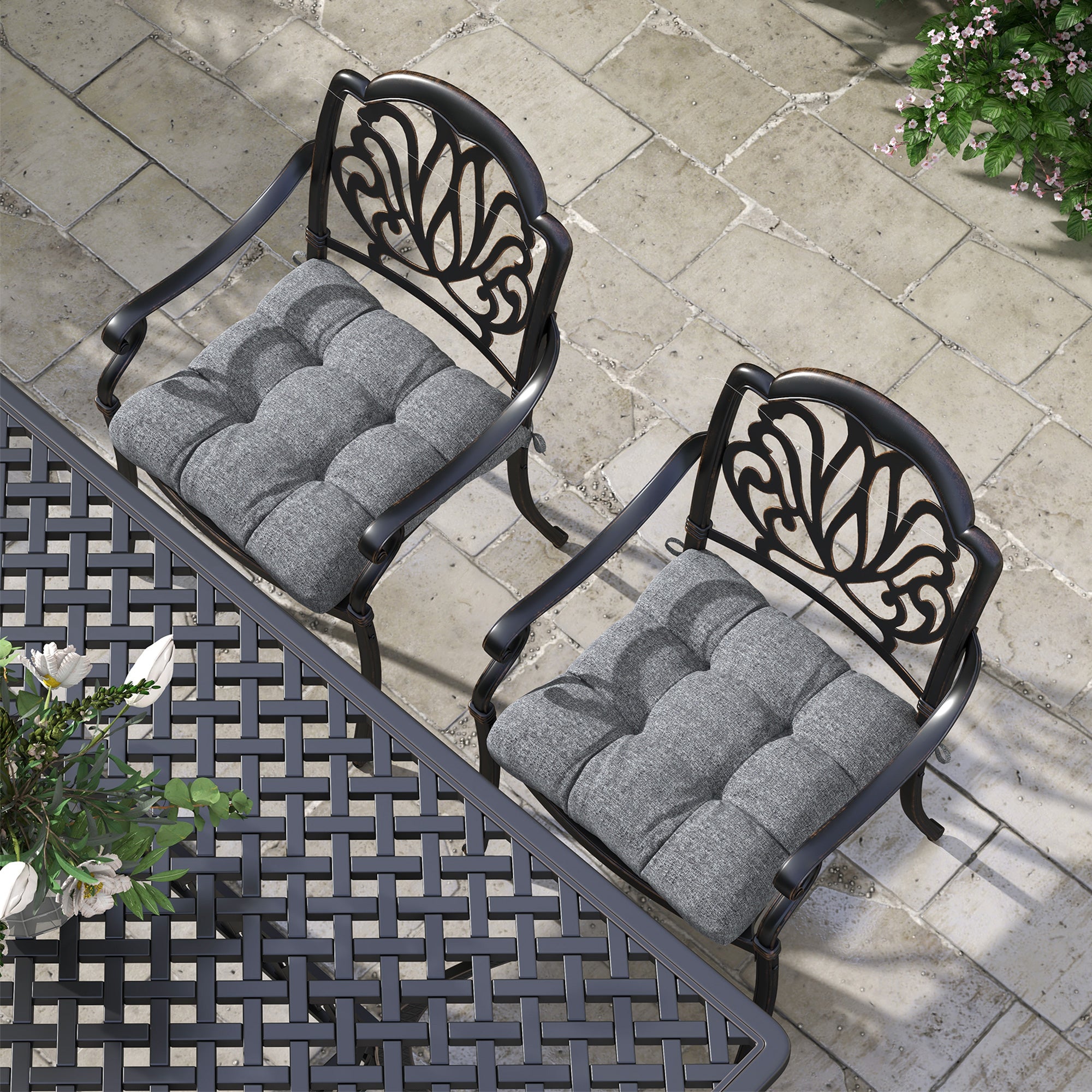 Conjunto de Almofadas para Cadeiras 48x48x7 cm Cinzento