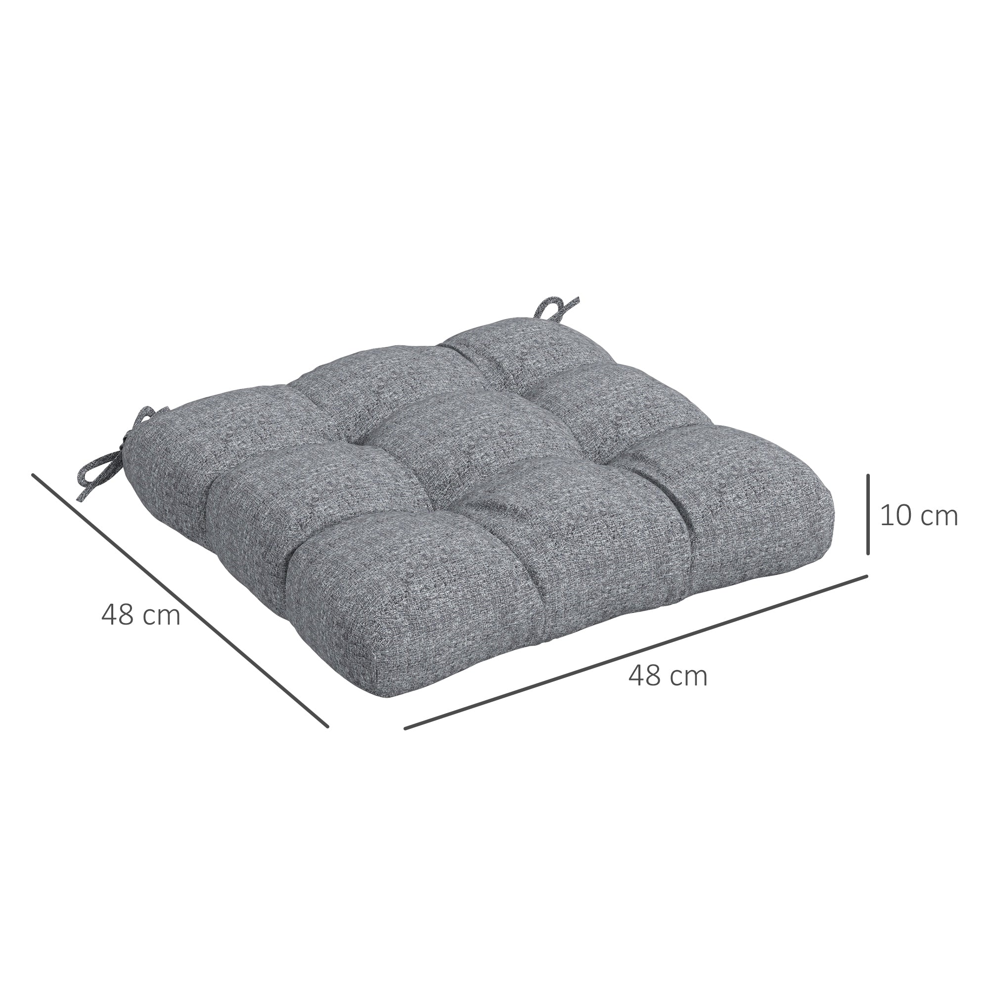 Conjunto de Almofadas para Cadeiras 48x48x7 cm Cinzento
