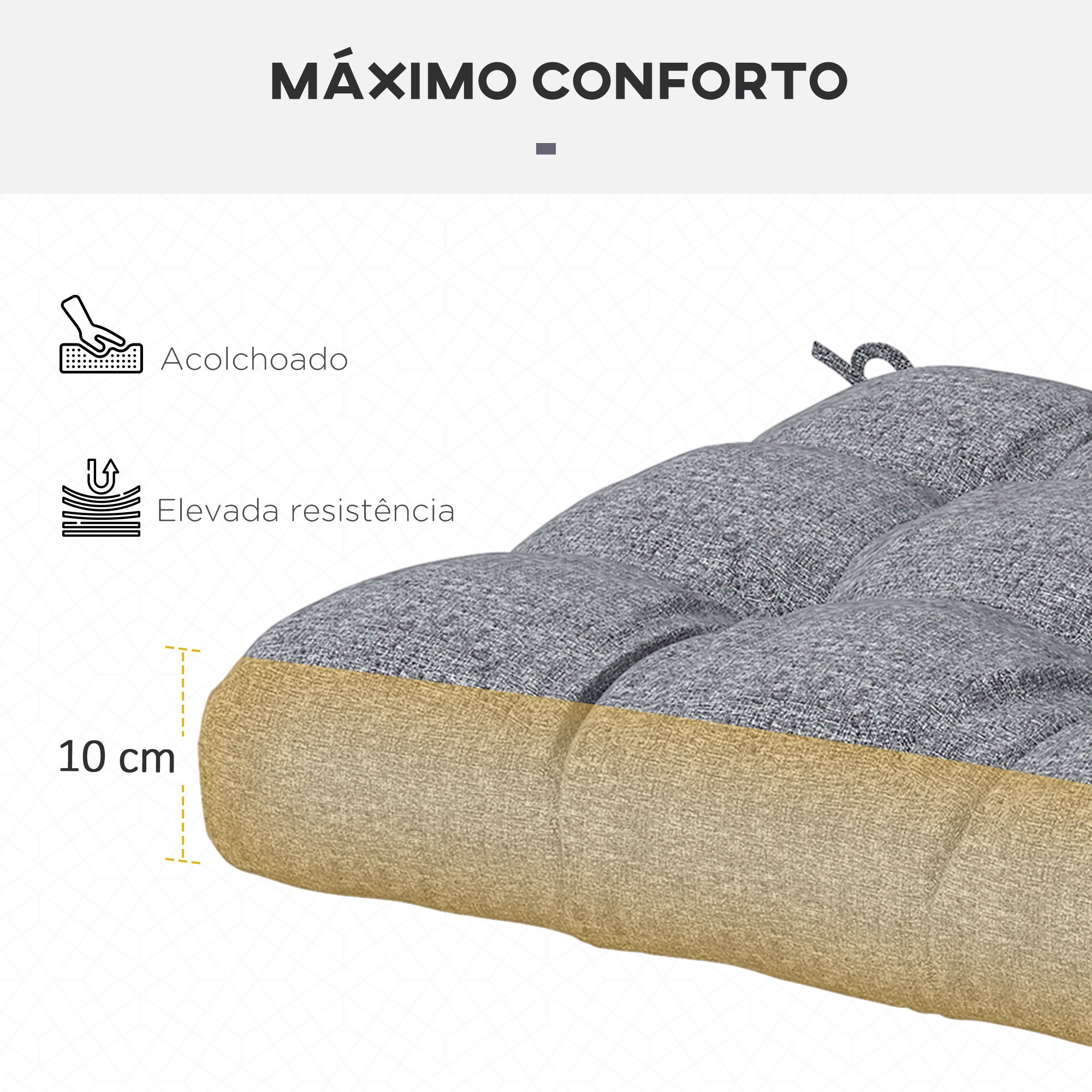 Conjunto de Almofadas para Cadeiras 48x48x7 cm Cinzento