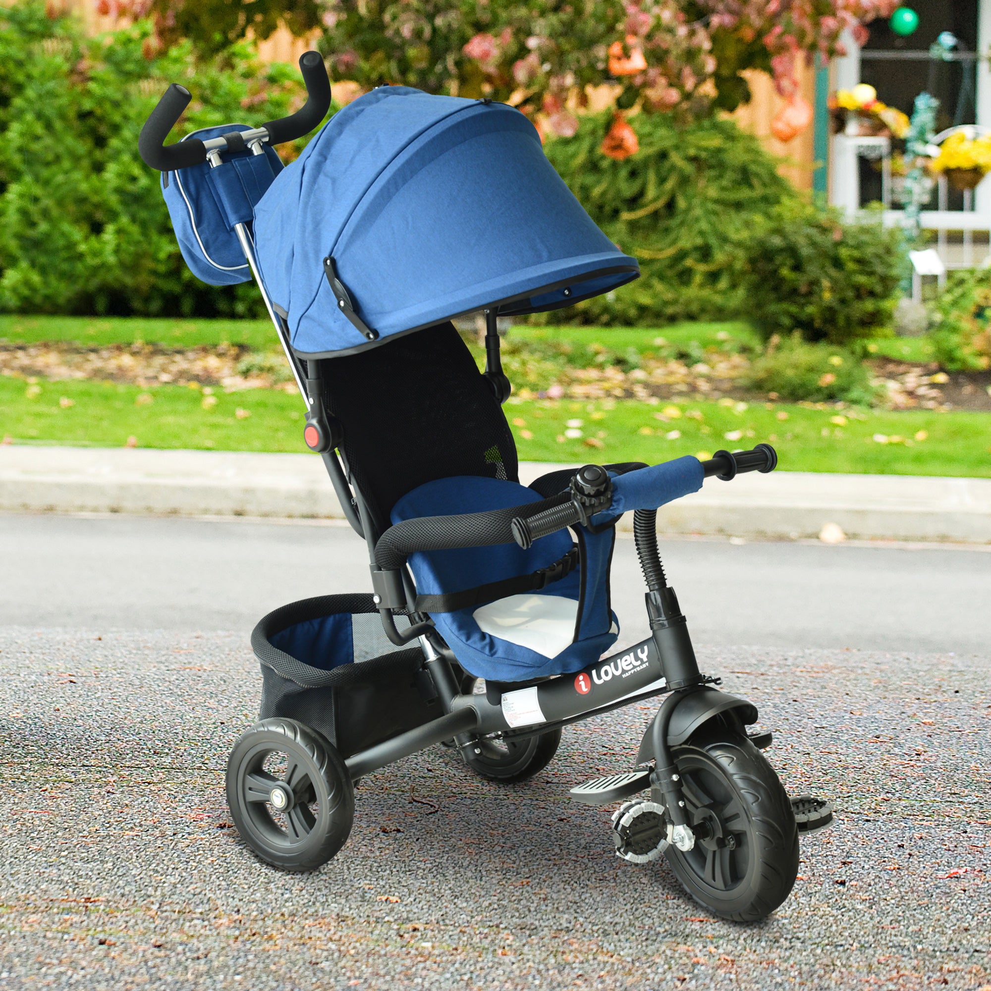 Triciclo Infantil Multifuncional 3 em 1 Azul 102x49x102 cm