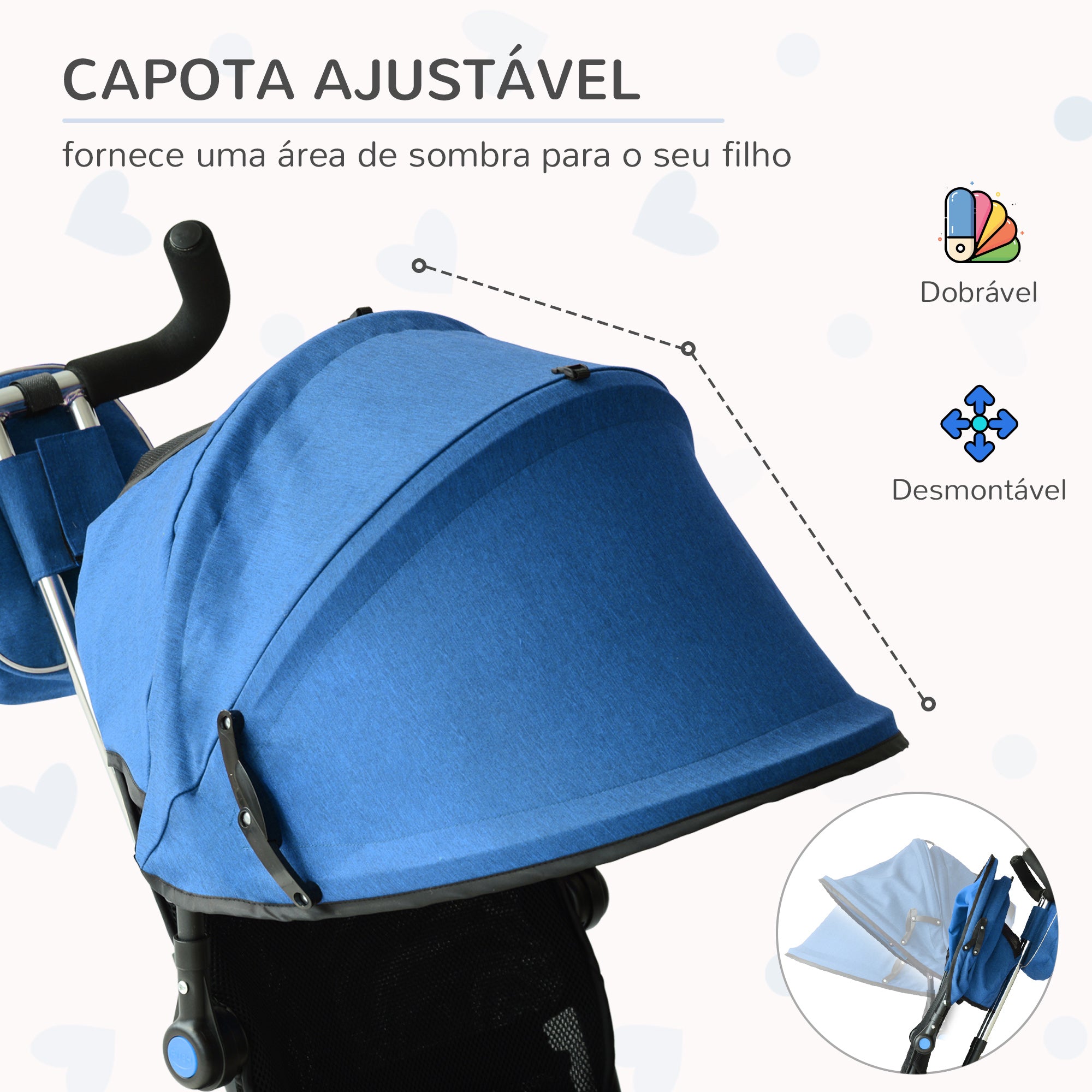 Triciclo Infantil Multifuncional 3 em 1 Azul 102x49x102 cm
