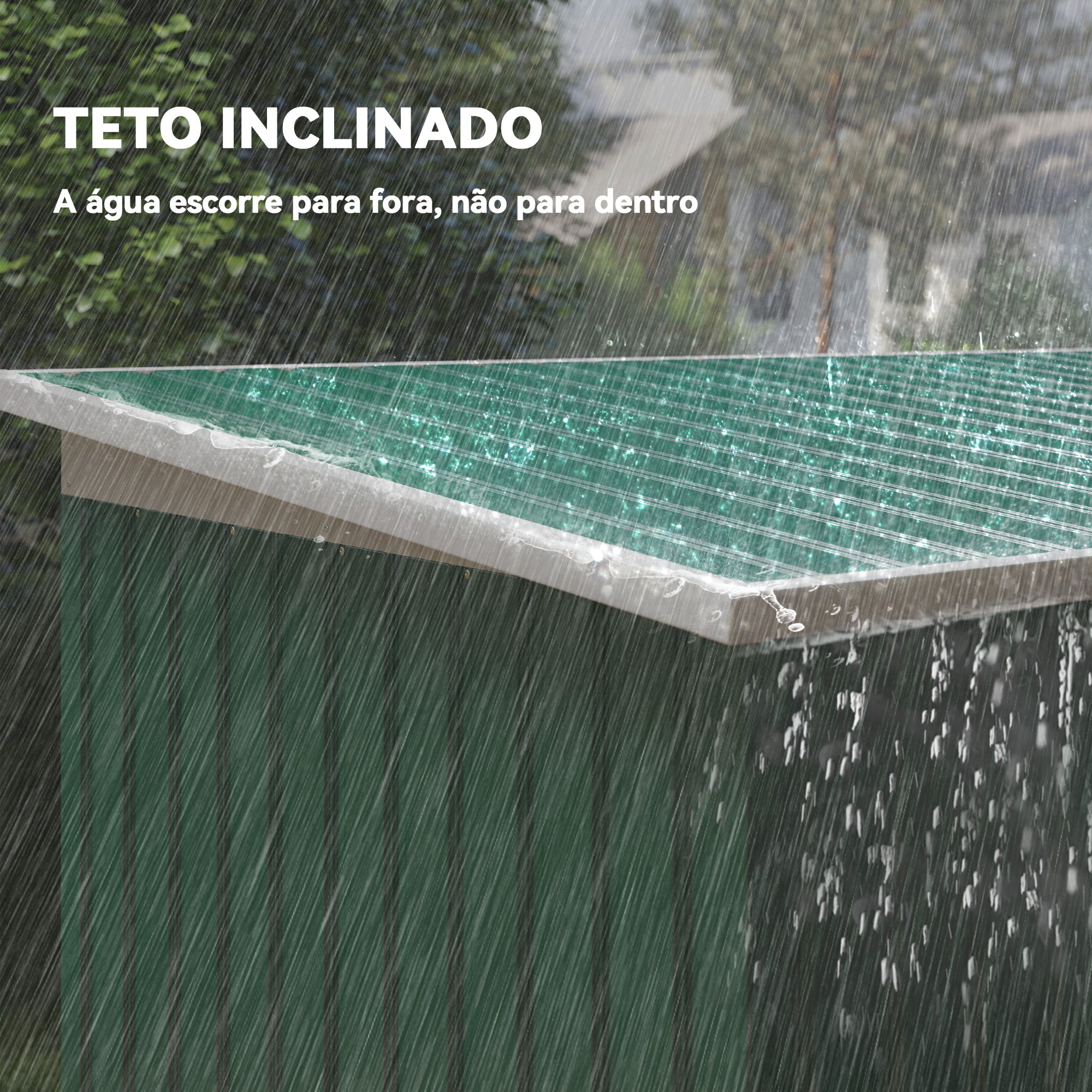 Abrigo de Jardim Verde 280x130x172cm em Aço Galvanizado com Porta Corrediça e Ventilações