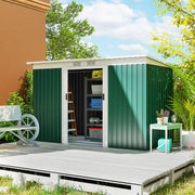 Abrigo de Jardim Verde 280x130x172cm em Aço Galvanizado com Porta Corrediça e Ventilações
