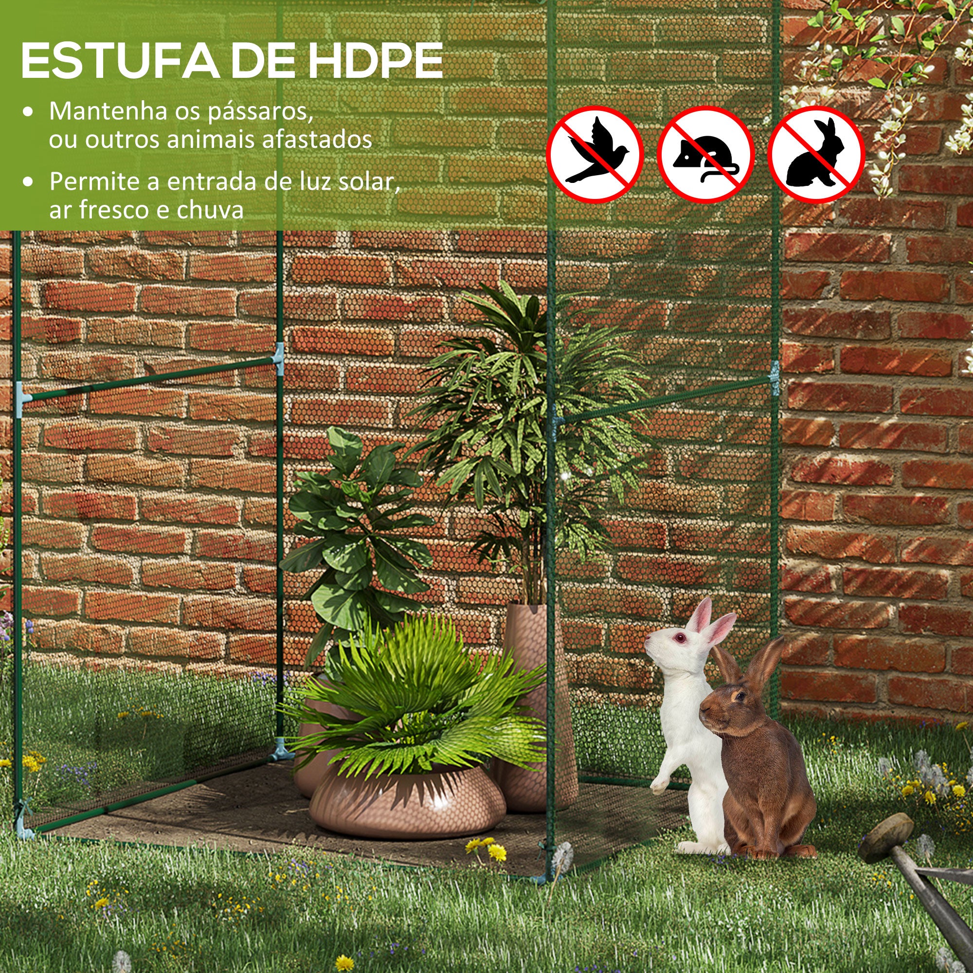 Estufa para Cultivo – 120x120x180 cm – Verde – Aço e HDPE