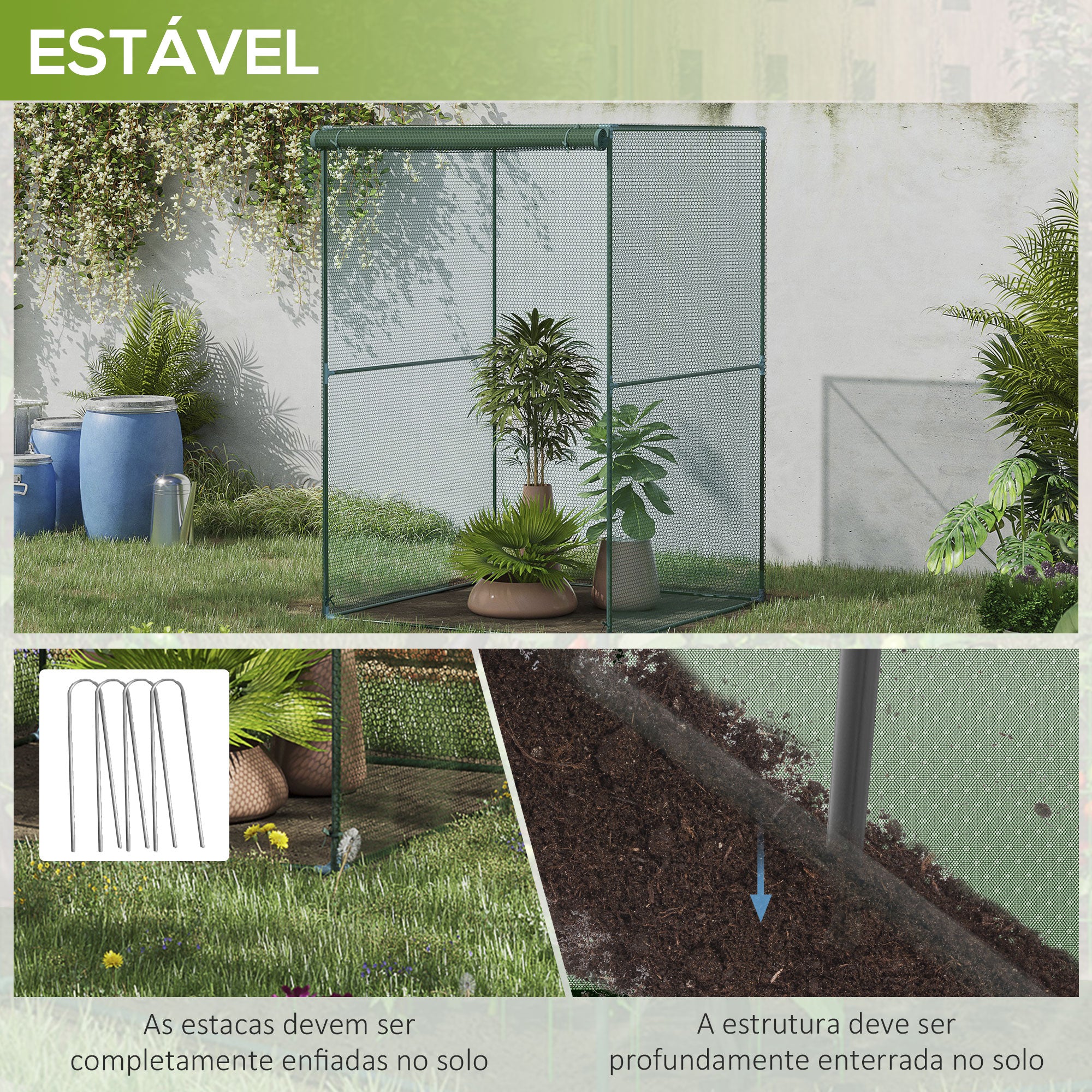Estufa para Cultivo – 120x120x180 cm – Verde – Aço e HDPE