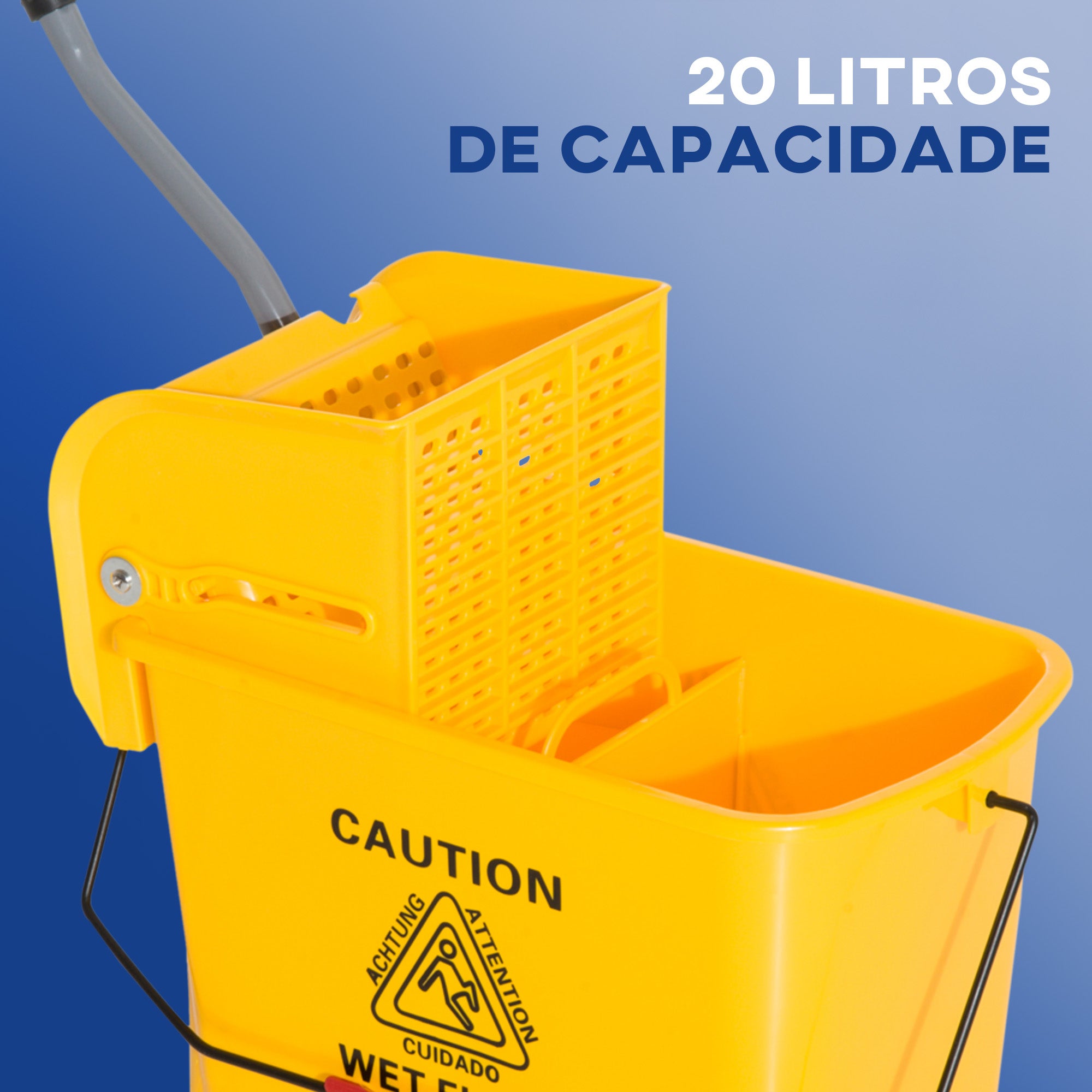 Balde de Limpeza com Rodas e Espremedor 20L Amarelo 60x27x70,5 cm