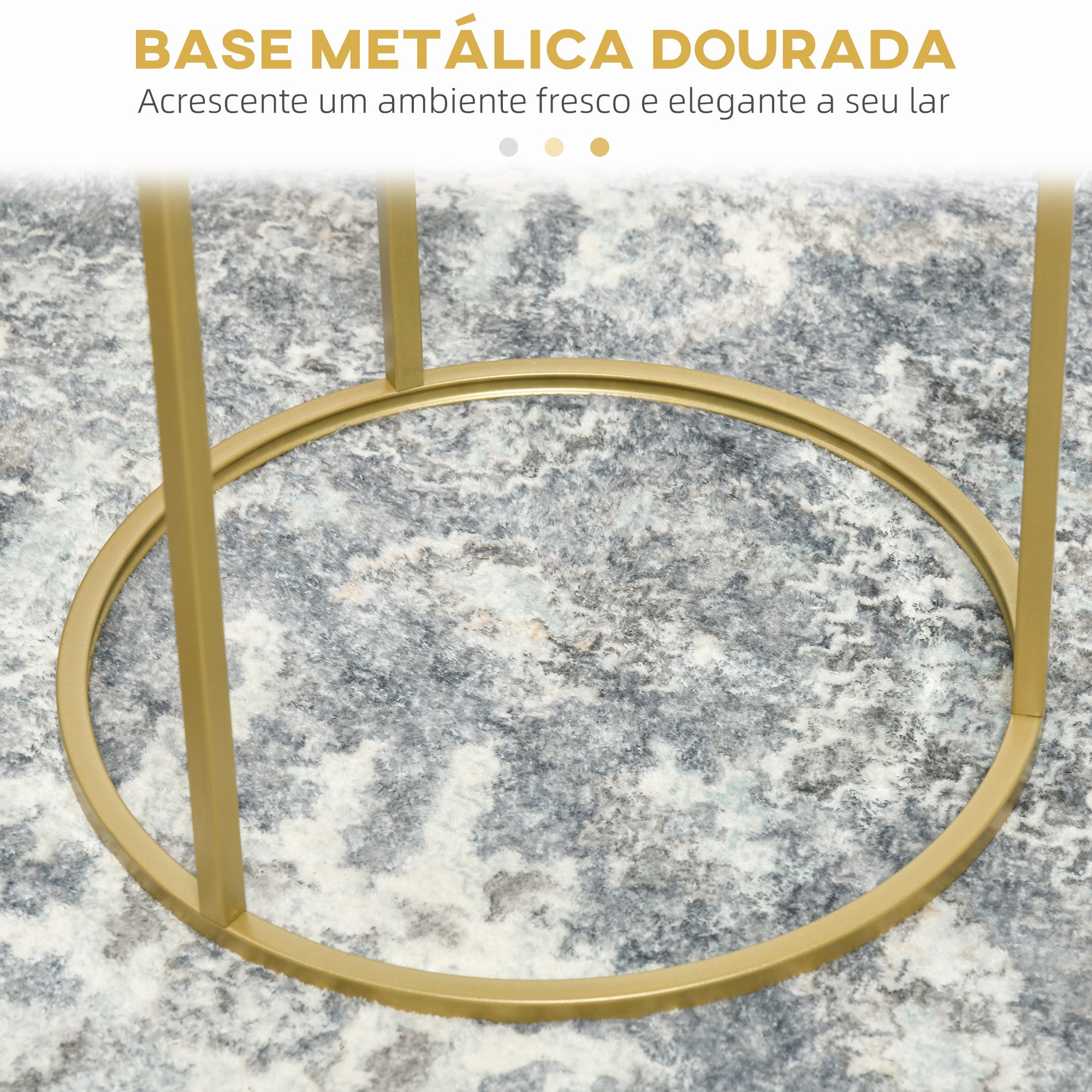 Conjunto de 2 Mesas de Centro Modernas Empilháveis em Ouro Ø39x63 cm e Ø30.8x56 cm - Preto e Branco