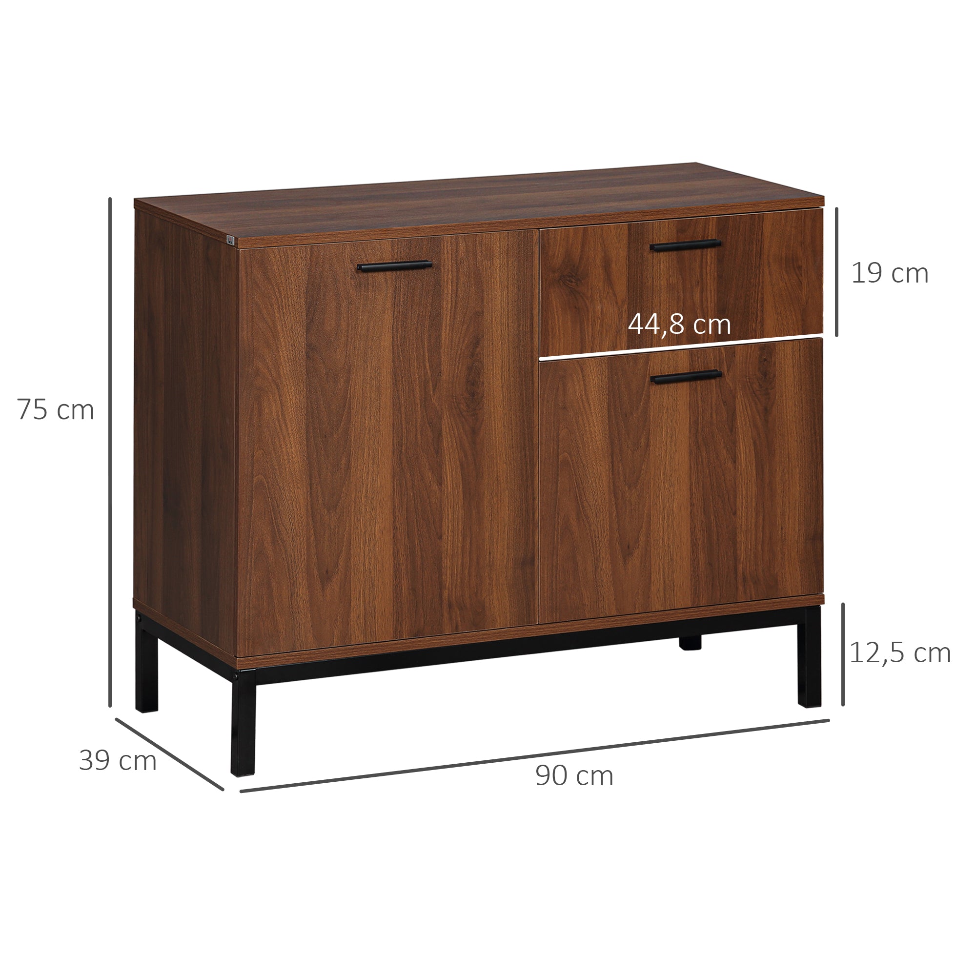 Aparador Moderno Nogueira 90x39x75cm
